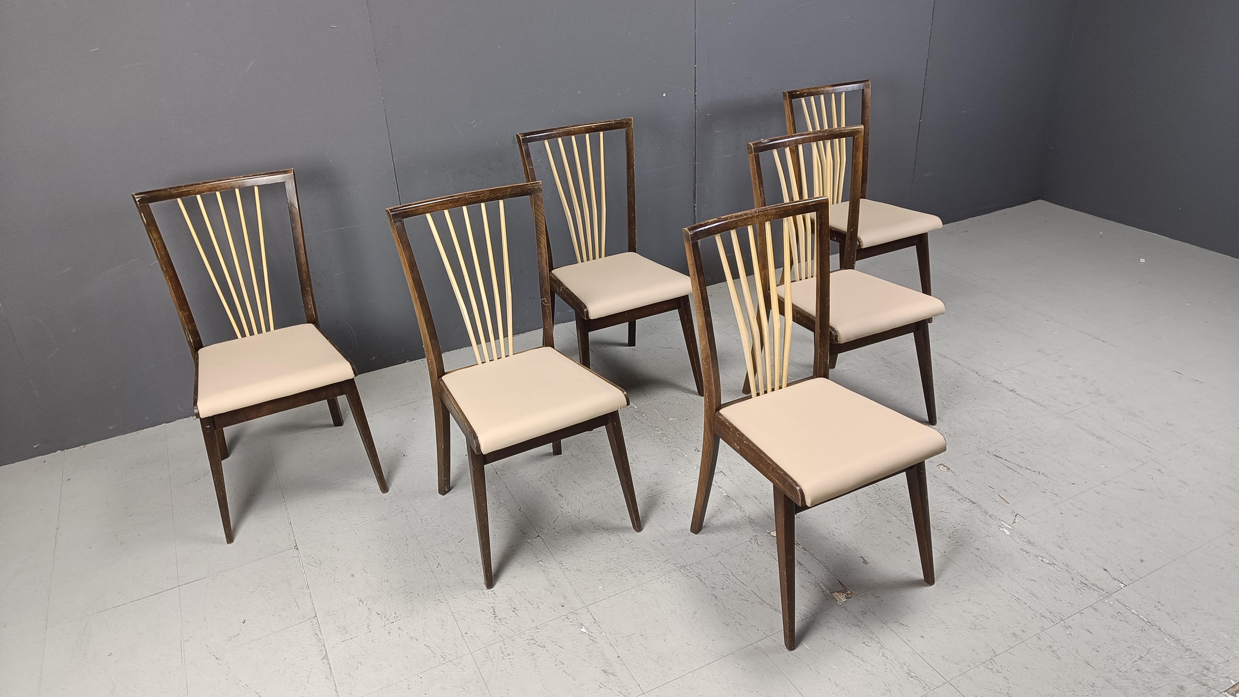 Faux Leather Mid century italian dining chairs, 1950s For Sale