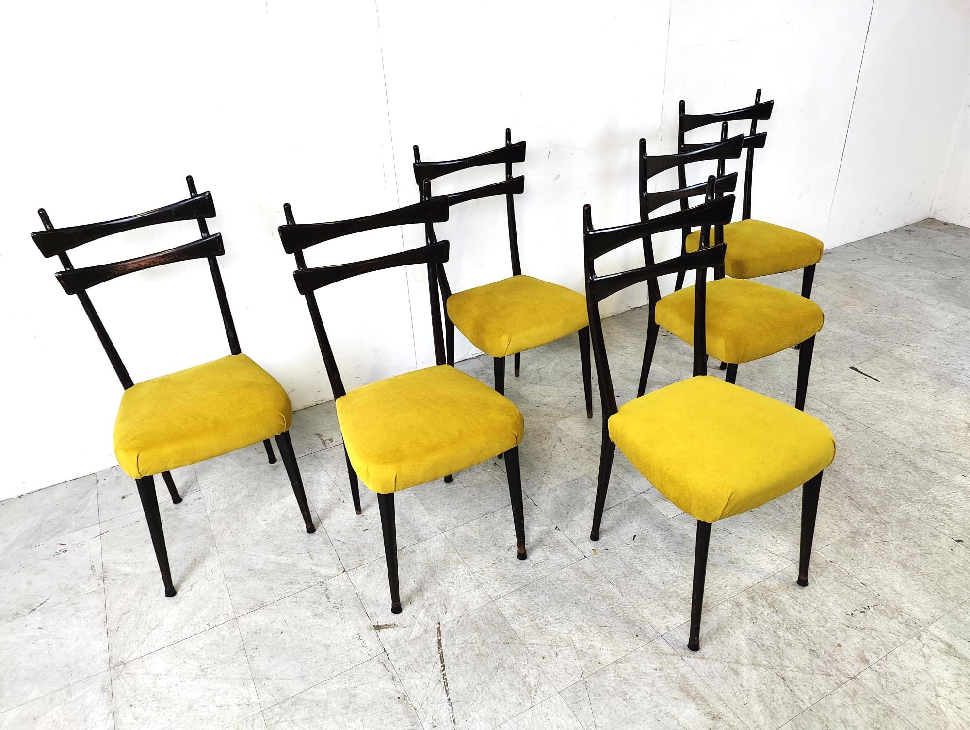 Fabric Mid century  italian dining chairs, 1950s For Sale