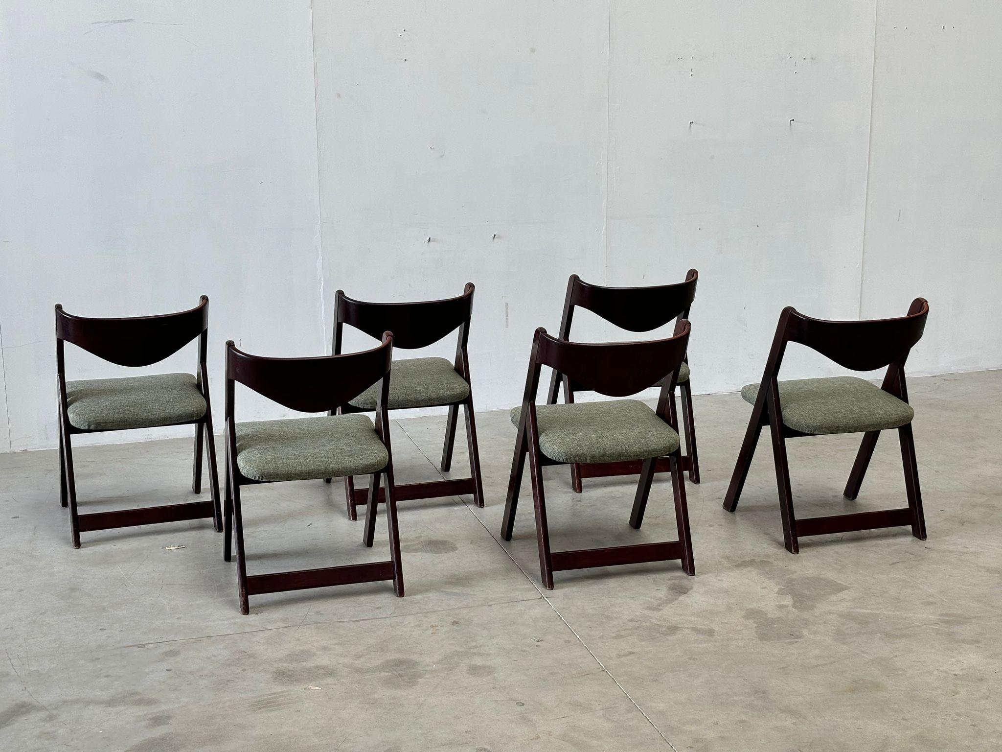 Fabric Mid century  italian dining chairs, 1960s For Sale