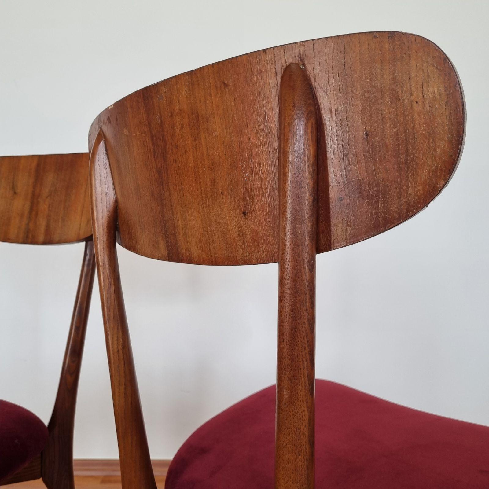 Midcentury Italian Dining Chairs, Ico Parisi Style, Italy 60s, Set of 6 For Sale 5