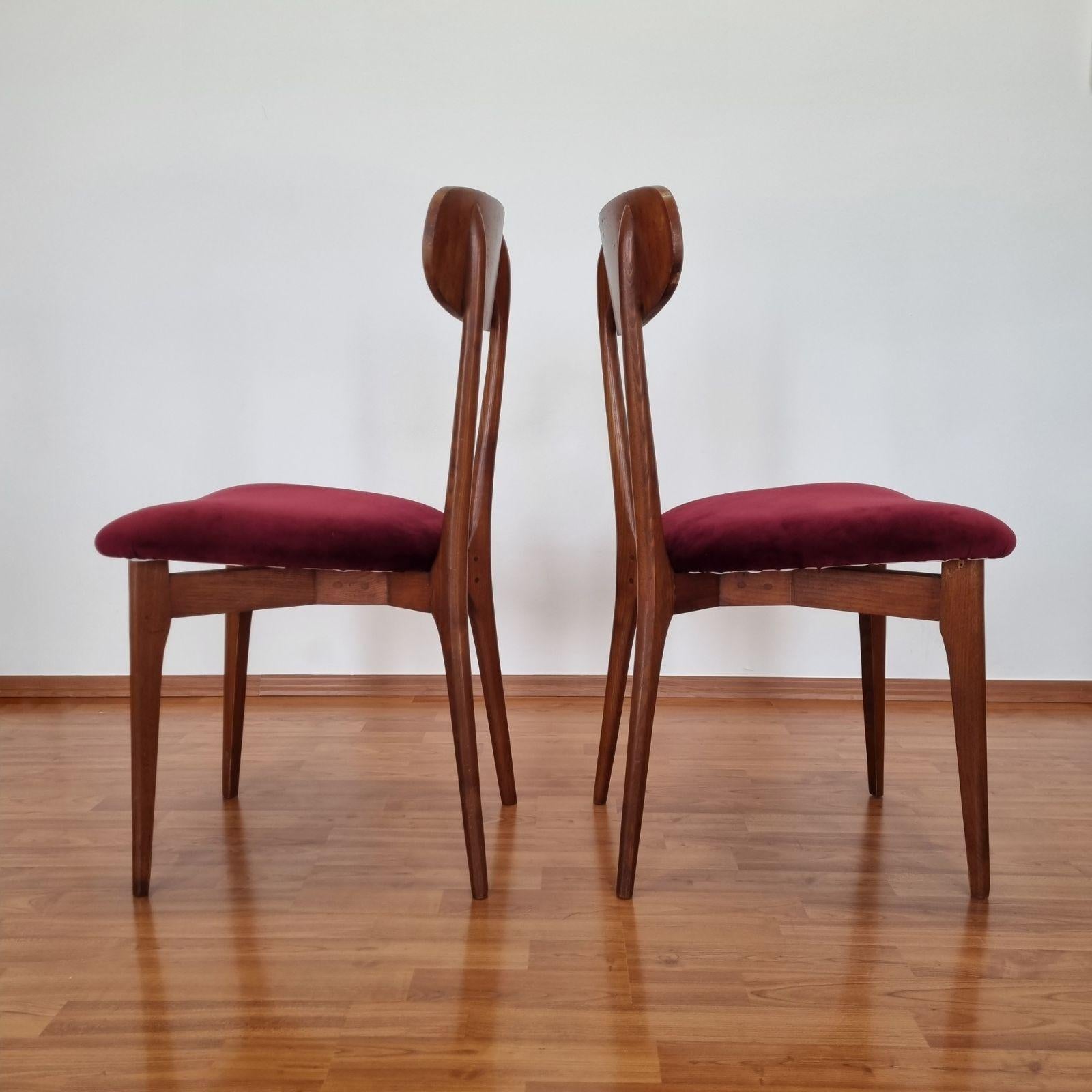 Midcentury Italian Dining Chairs, Ico Parisi Style, Italy 60s, Set of 6 For Sale 7