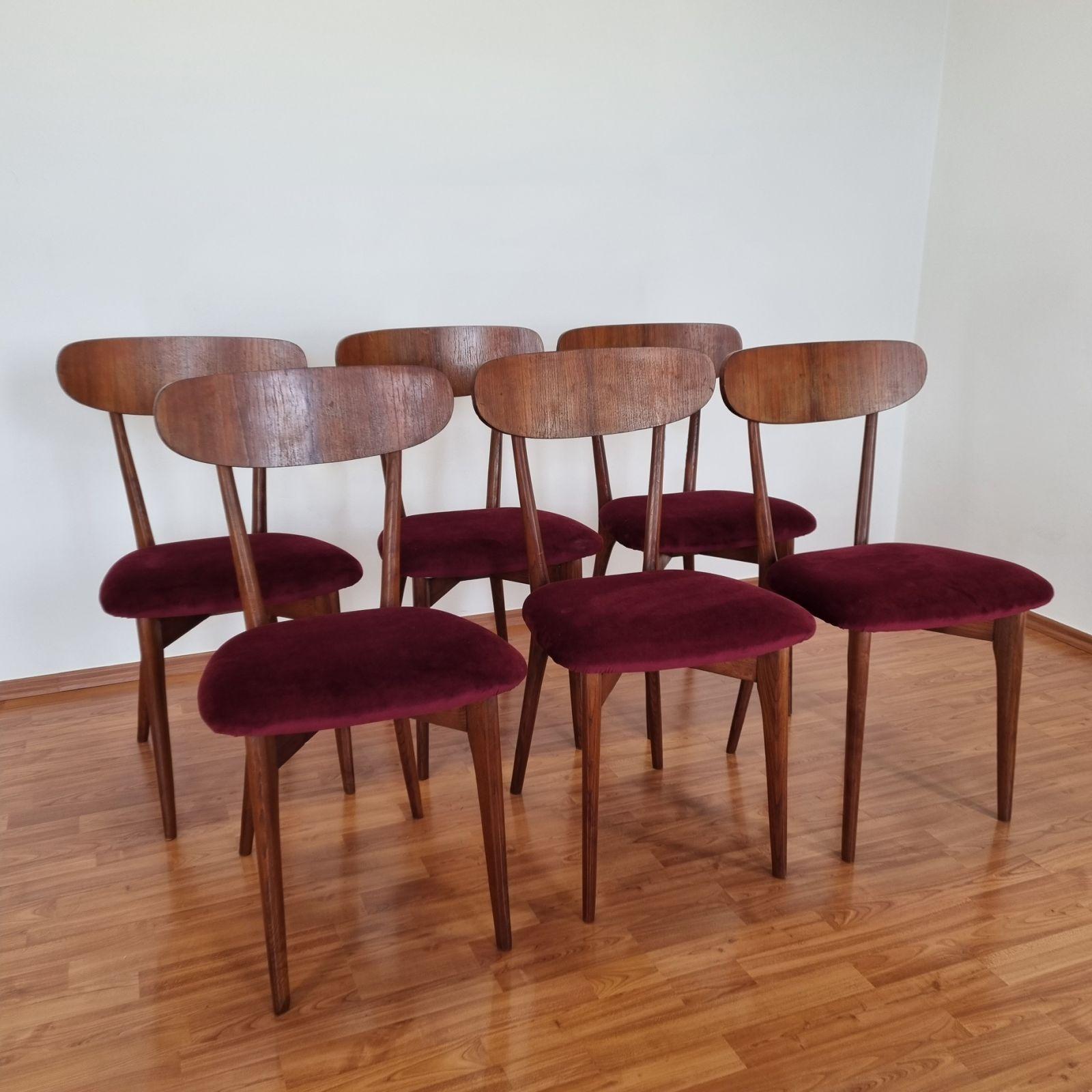 Mid-Century Modern Midcentury Italian Dining Chairs, Ico Parisi Style, Italy 60s, Set of 6 For Sale