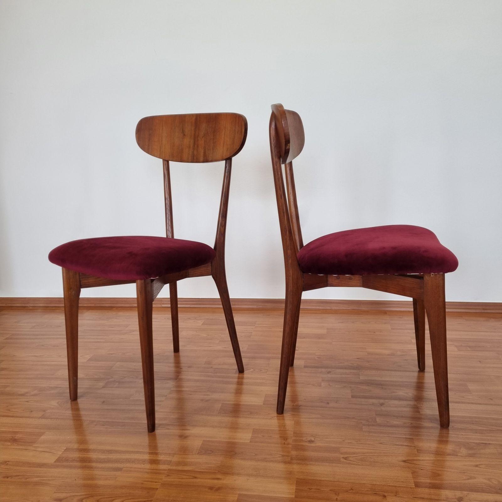 Midcentury Italian Dining Chairs, Ico Parisi Style, Italy 60s, Set of 6 For Sale 2