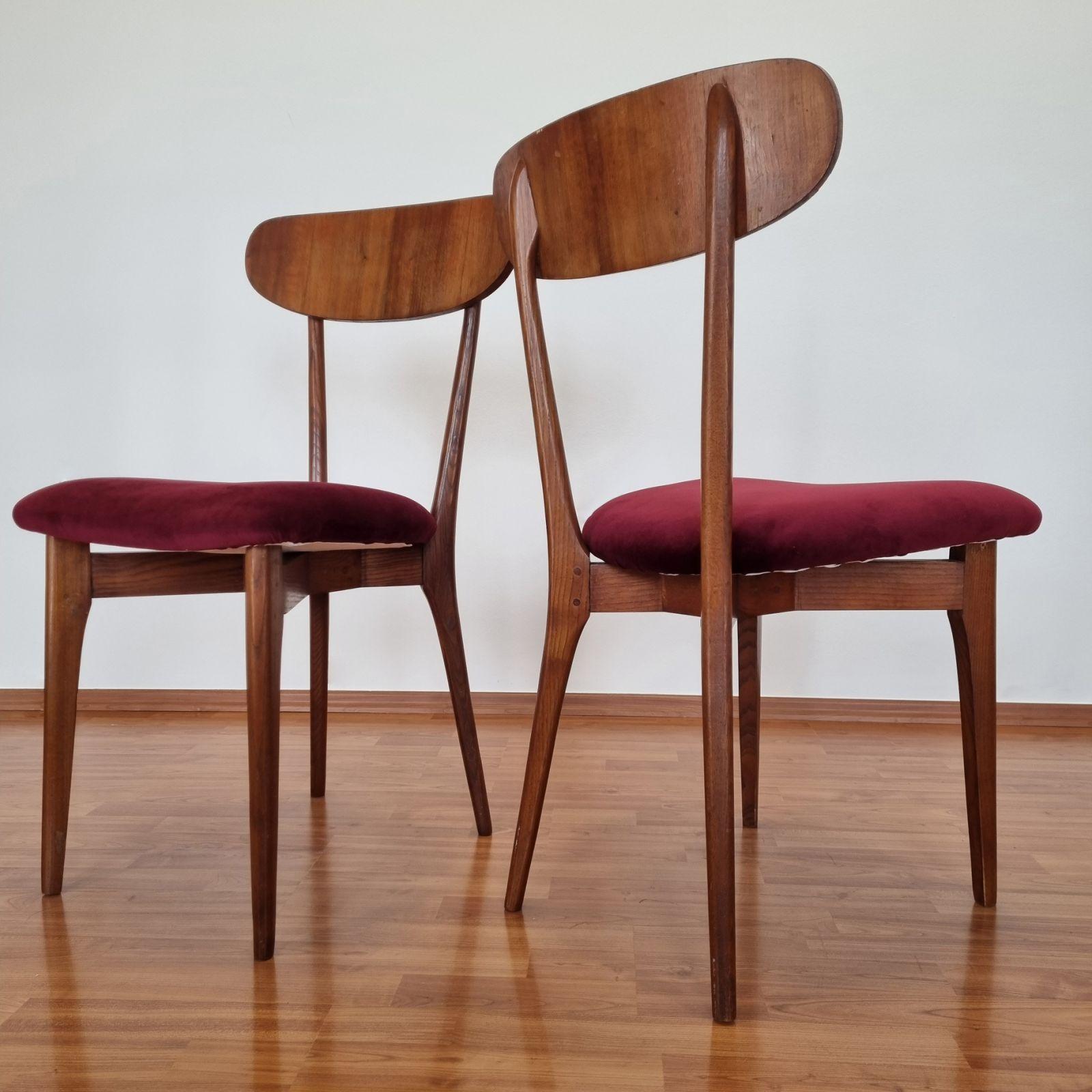 Midcentury Italian Dining Chairs, Ico Parisi Style, Italy 60s, Set of 6 For Sale 3