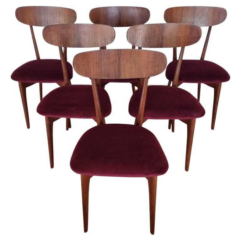 Midcentury Italian Dining Chairs, Ico Parisi Style, Italy 60s, Set of 6