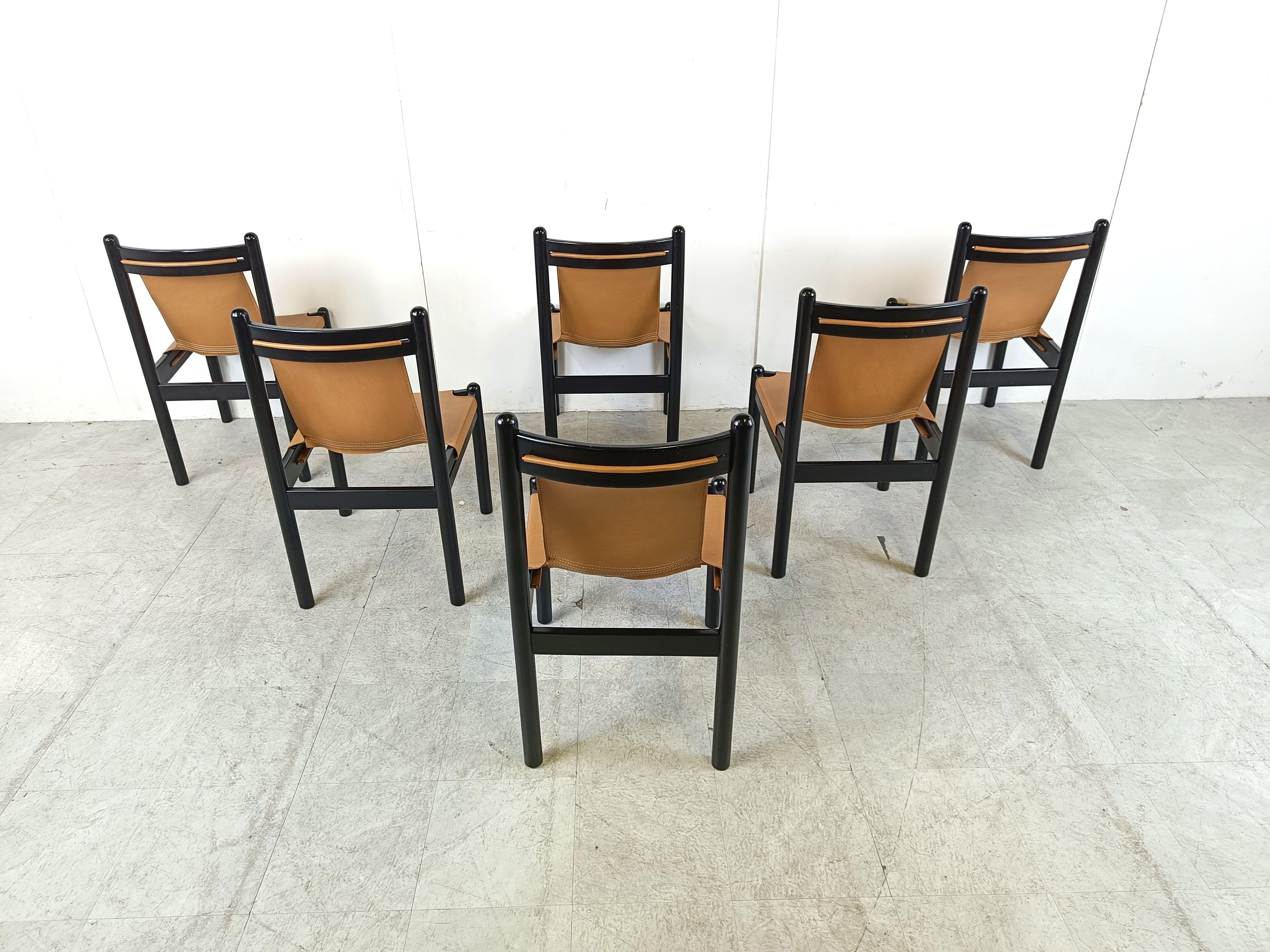Leather Mid century italian dining chairs, Italy, 1960's
