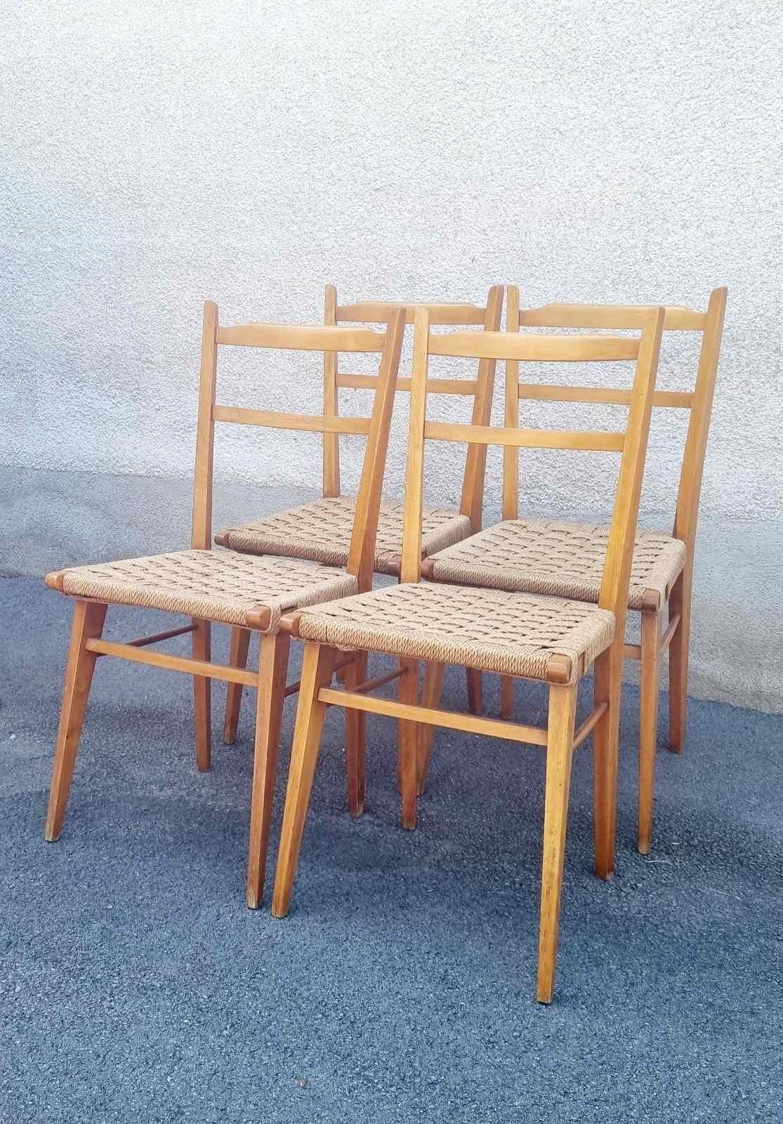 Mid Century Italian Dining Chairs, Italy 60s, Set of 4 For Sale 7