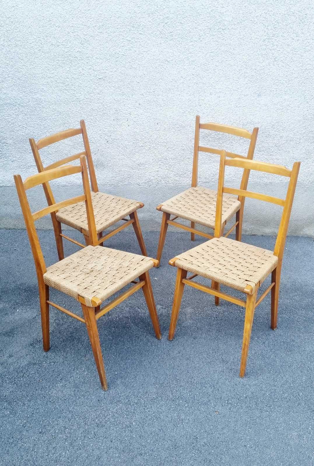 Mid Century Italian Dining Chairs, Italy 60s, Set of 4 For Sale 2