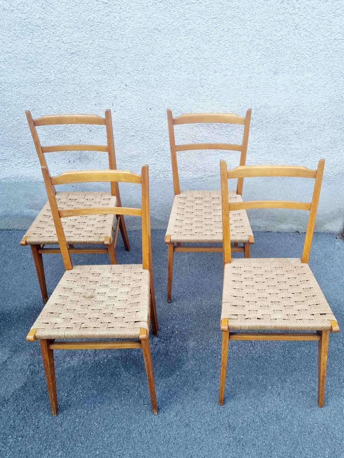 Mid Century Italian Dining Chairs, Italy 60s, Set of 4 For Sale 3