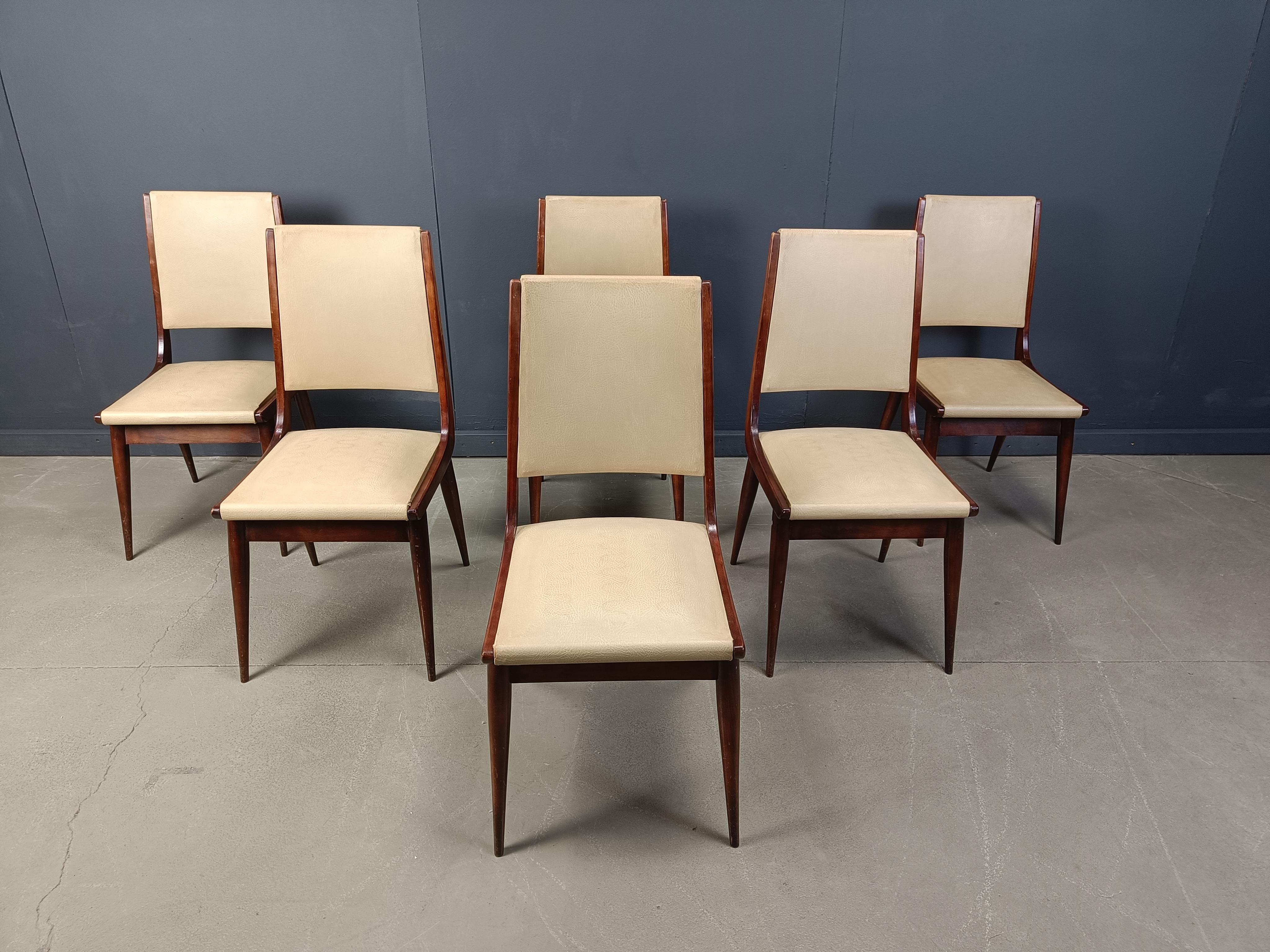 Chaises de salle à manger italiennes du milieu du siècle, ensemble de 6 - 1950s en vente 6