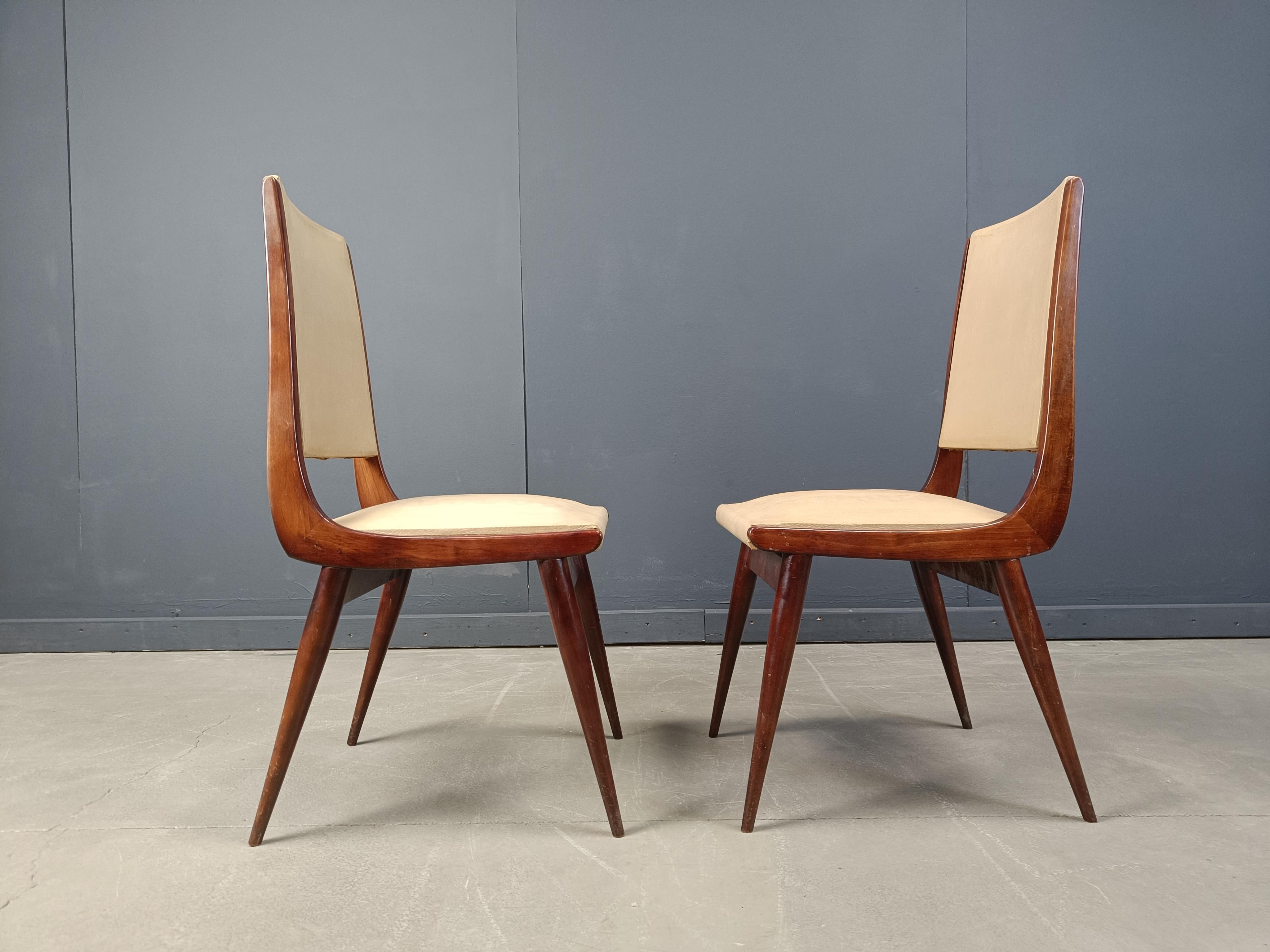 Chaises de salle à manger italiennes du milieu du siècle, ensemble de 6 - 1950s Bon état - En vente à Leuven, Vlaams Gewest