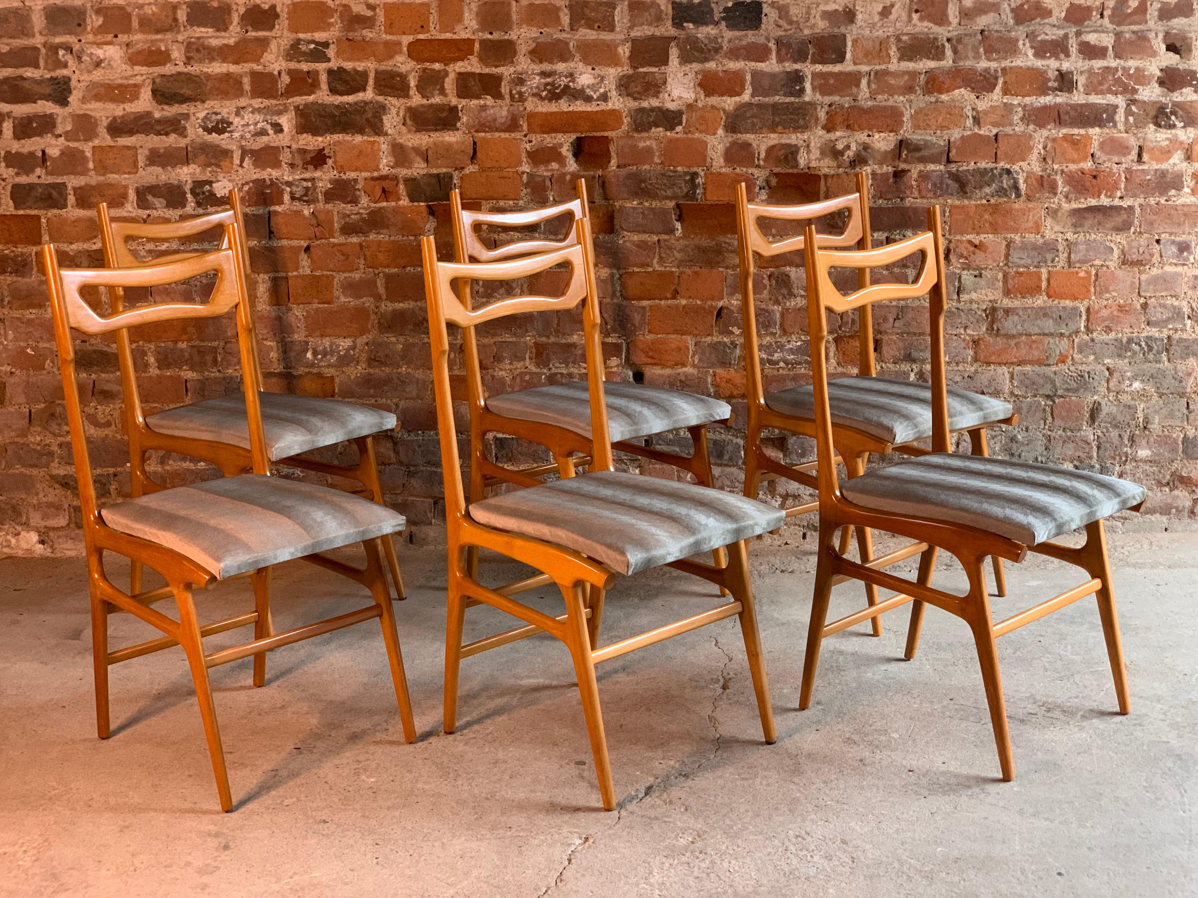 Mid-Century Modern Midcentury Italian Dining Chairs Set of Six, circa 1950s