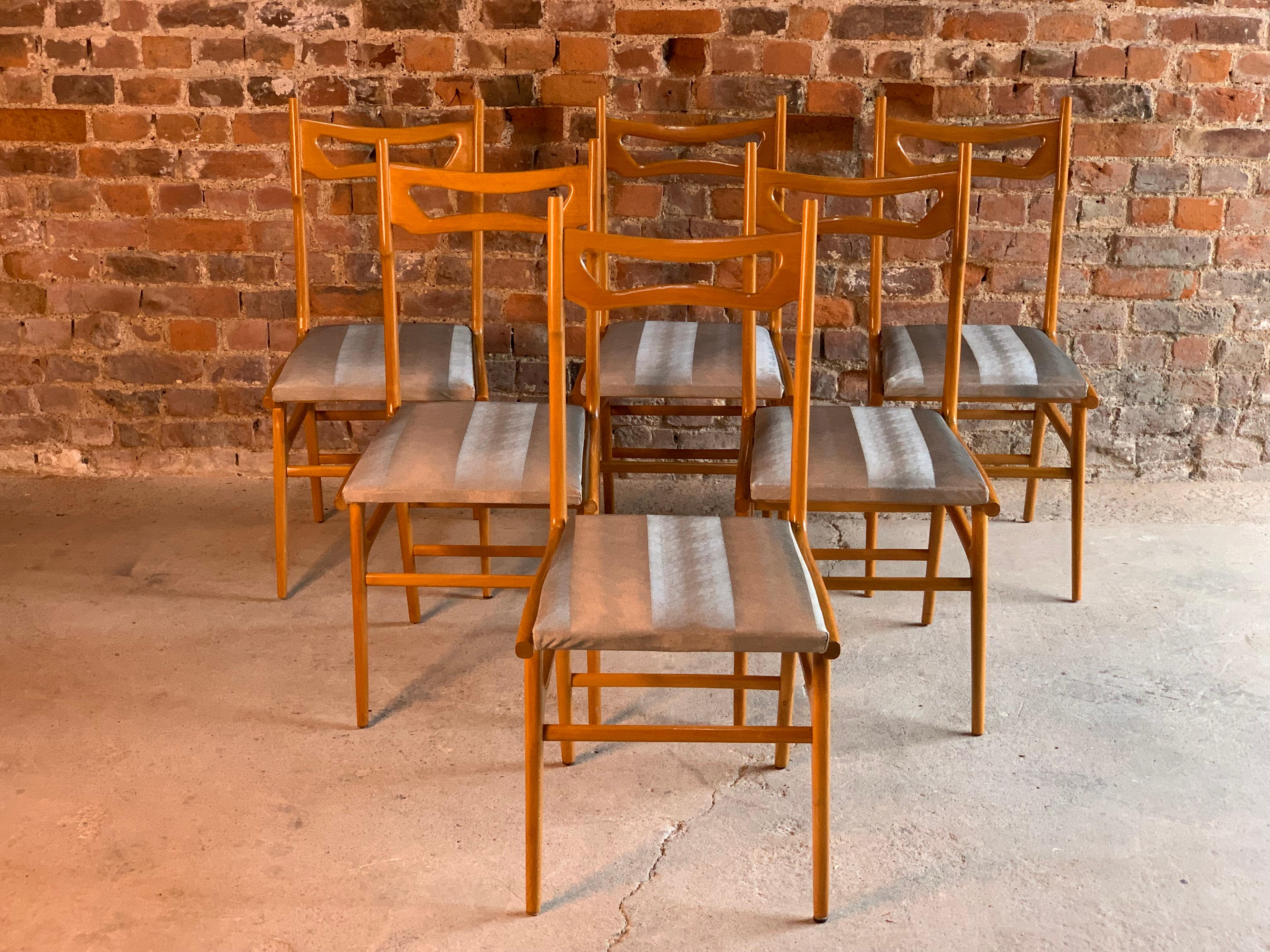 Midcentury Italian Dining Chairs Set of Six, circa 1950s 2