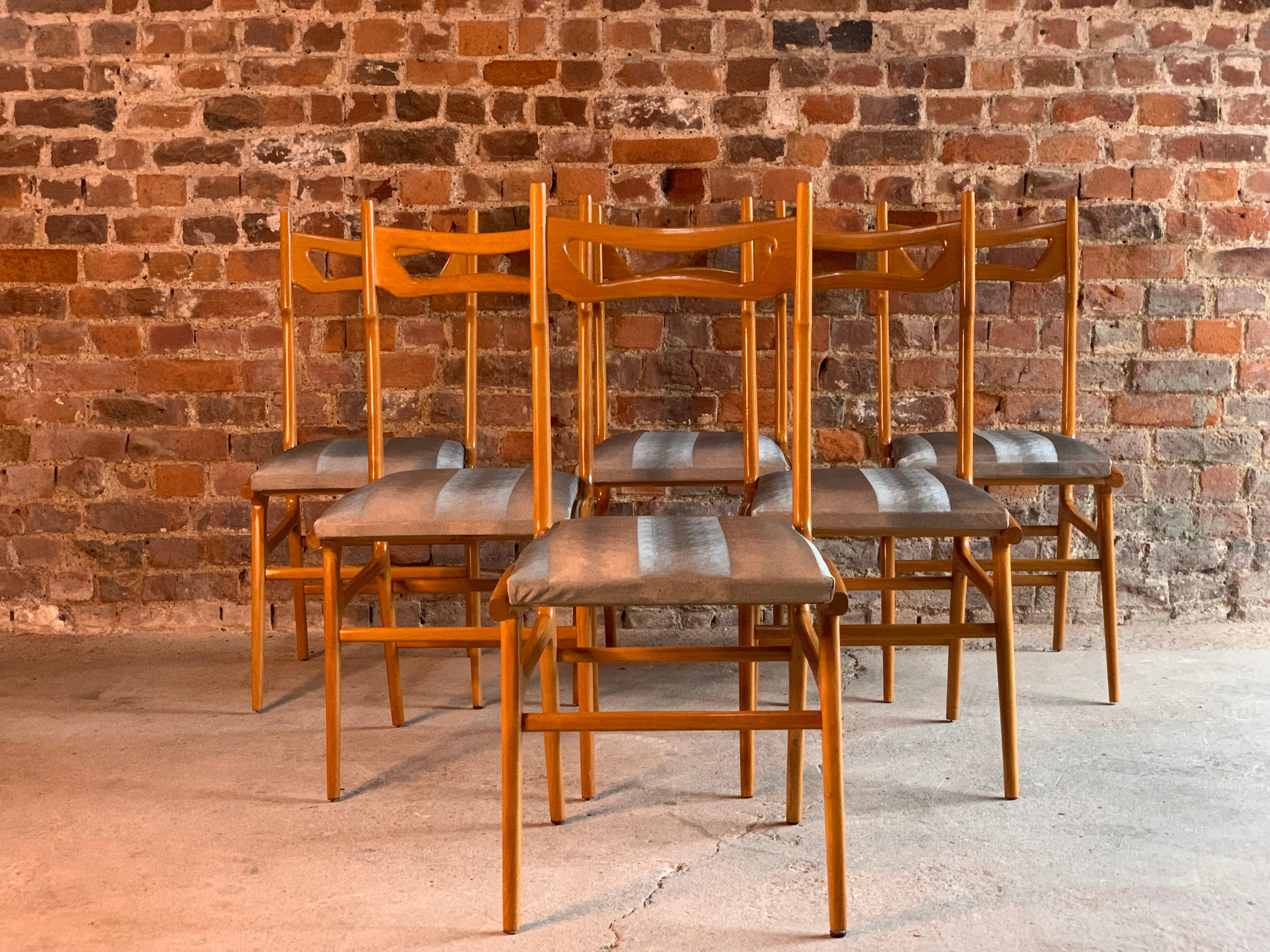 Midcentury Italian Dining Chairs Set of Six, circa 1950s 3