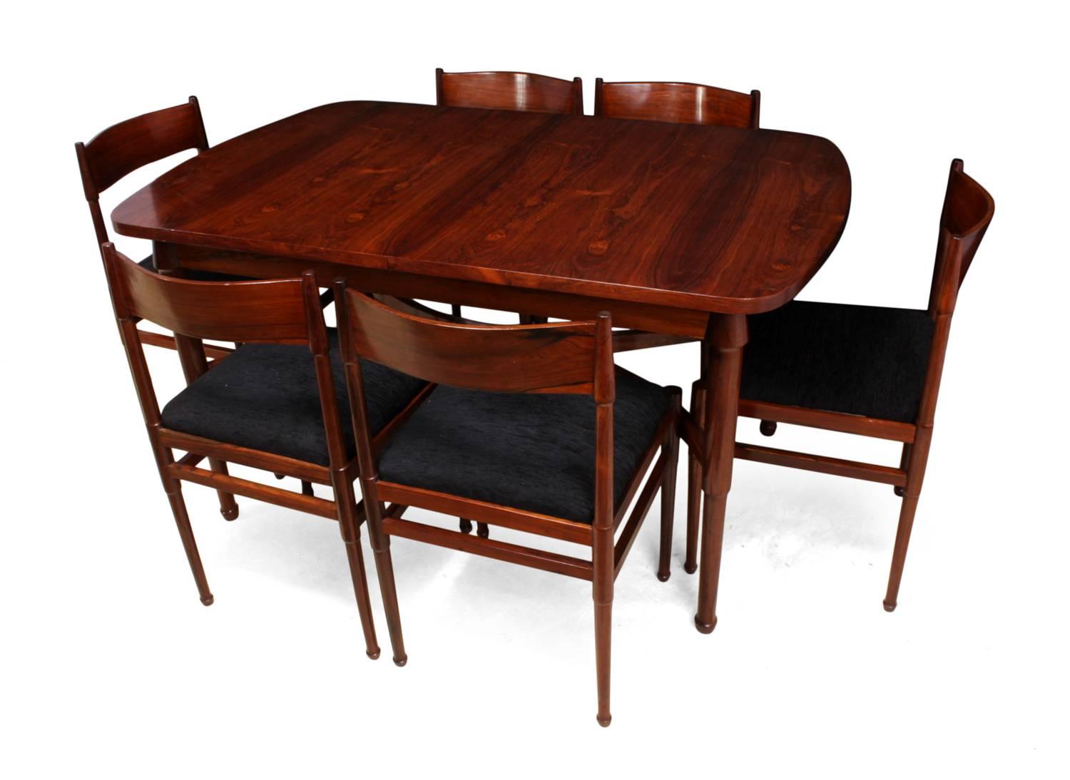 Midcentury Italian Dining Table and Six Chairs in Rosewood 5