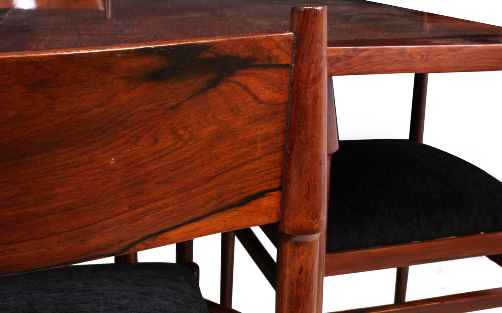 Midcentury Italian Dining Table and Six Chairs in Rosewood 6