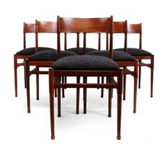 Midcentury Italian Dining Table and Six Chairs in Rosewood