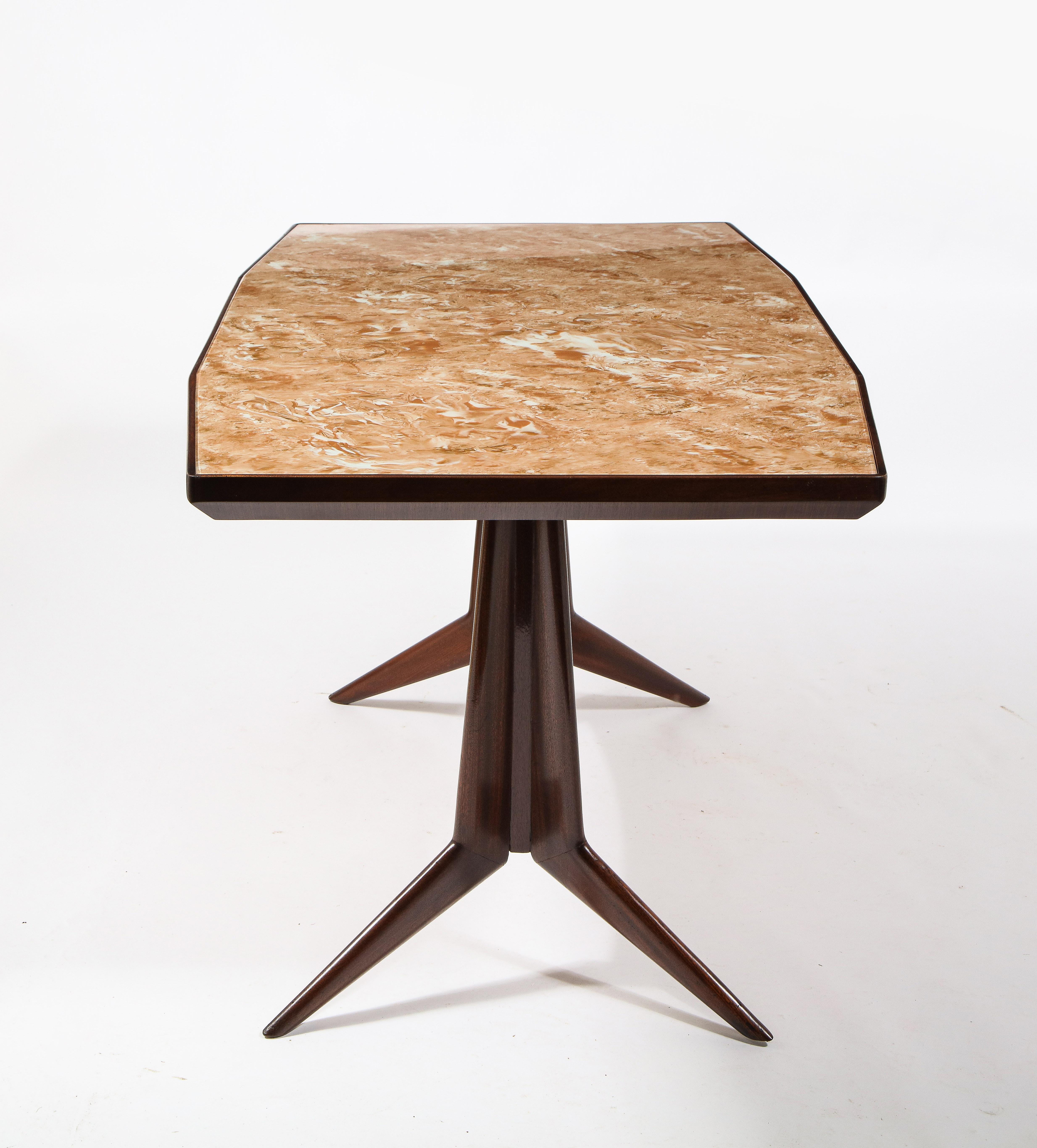 Mid-Century Italian Dining Table in Rosewood & Glass, Italy 1960's For Sale 6