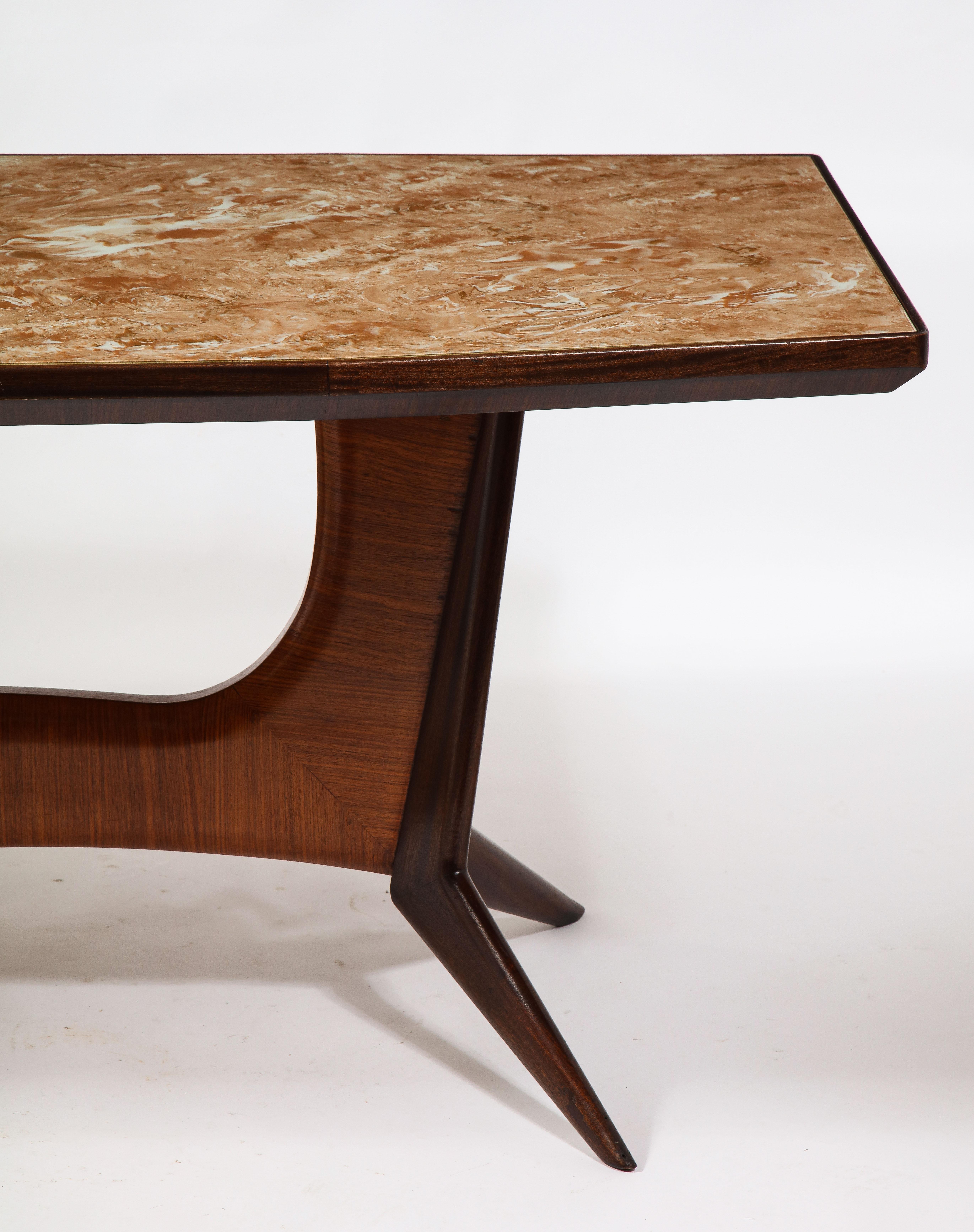Mid-Century Italian Dining Table in Rosewood & Glass, Italy 1960's For Sale 9