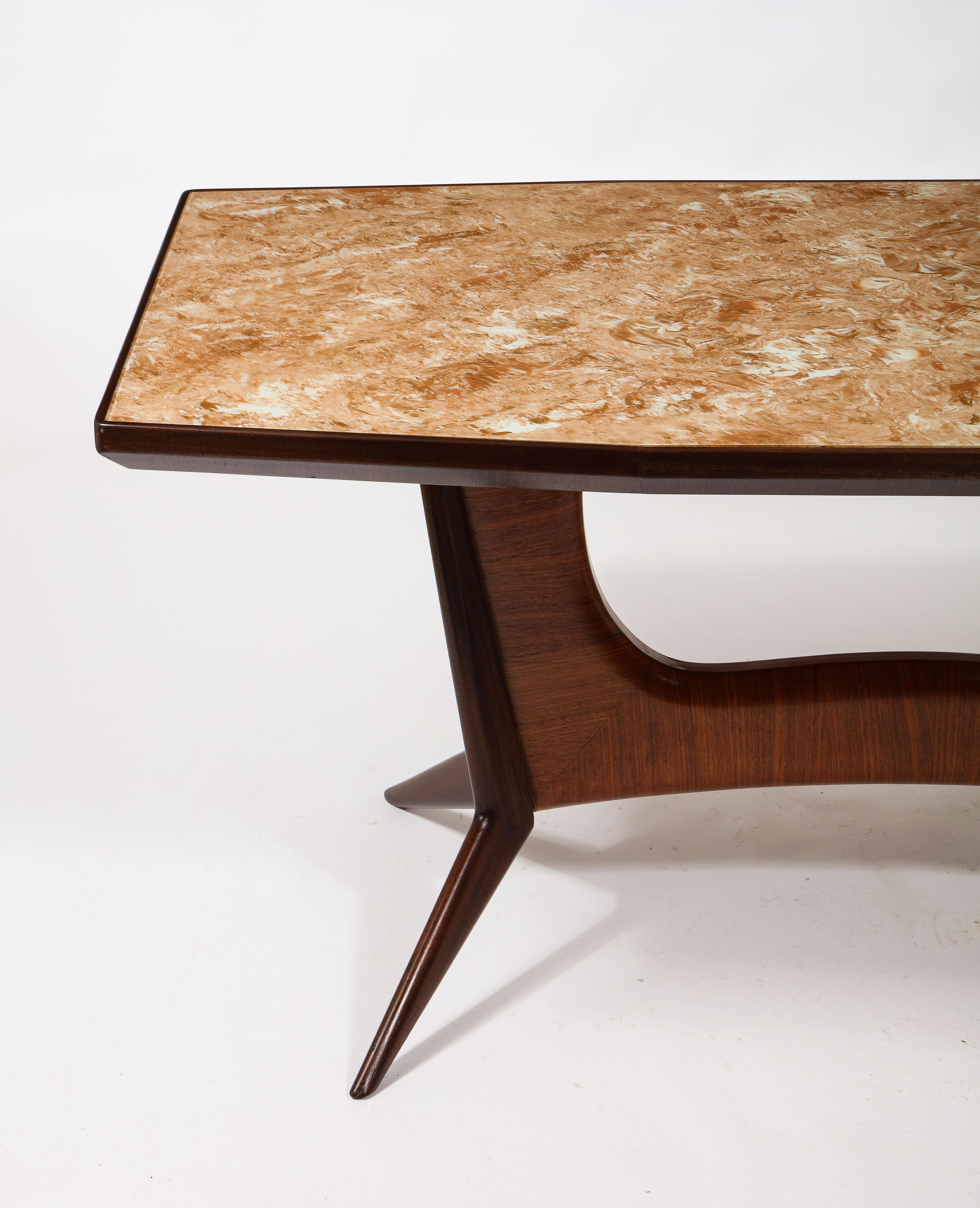 Mid-Century Modern Mid-Century Italian Dining Table in Rosewood & Glass, Italy 1960's For Sale