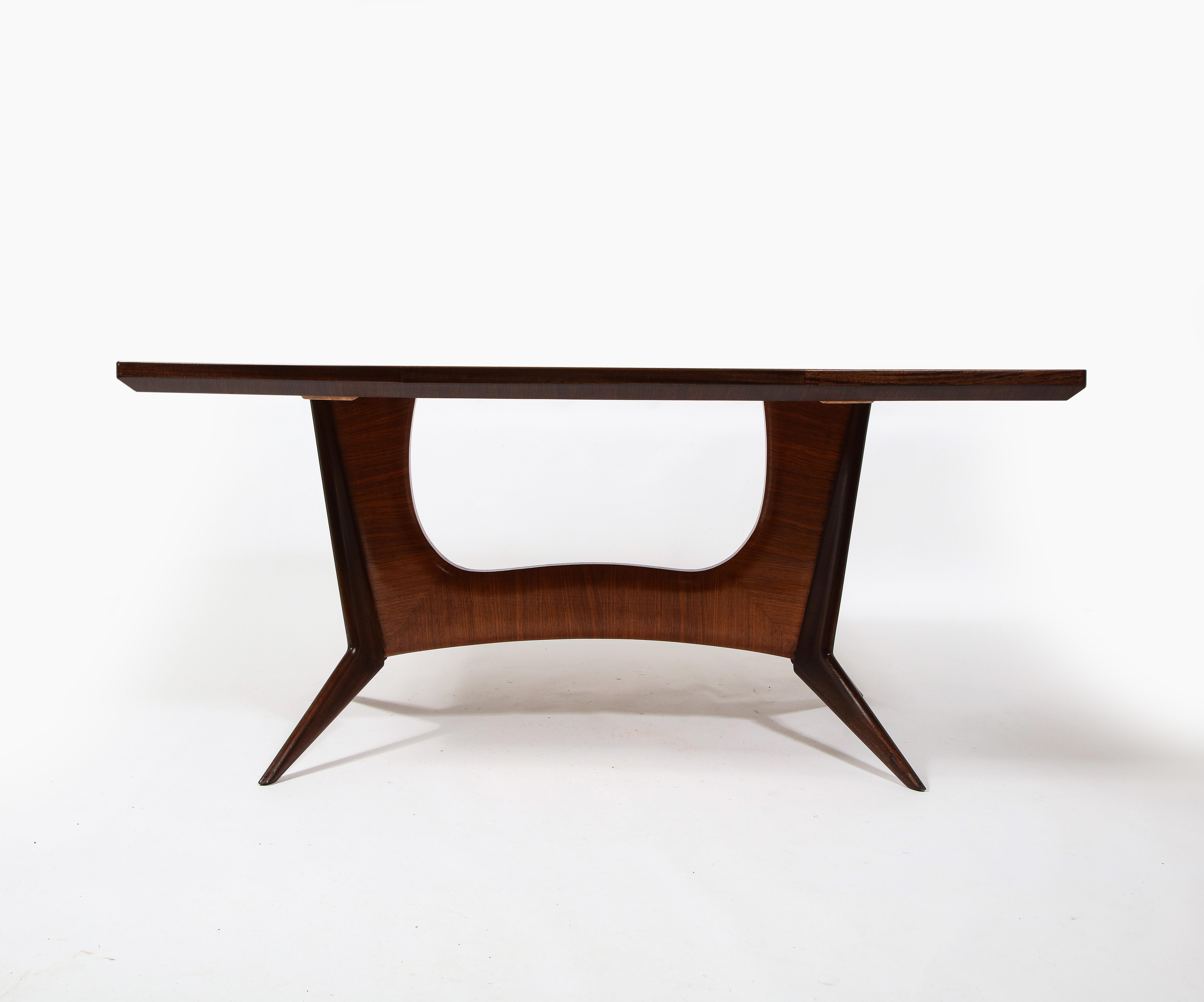 Mid-Century Italian Dining Table in Rosewood & Glass, Italy 1960's In Good Condition For Sale In New York, NY