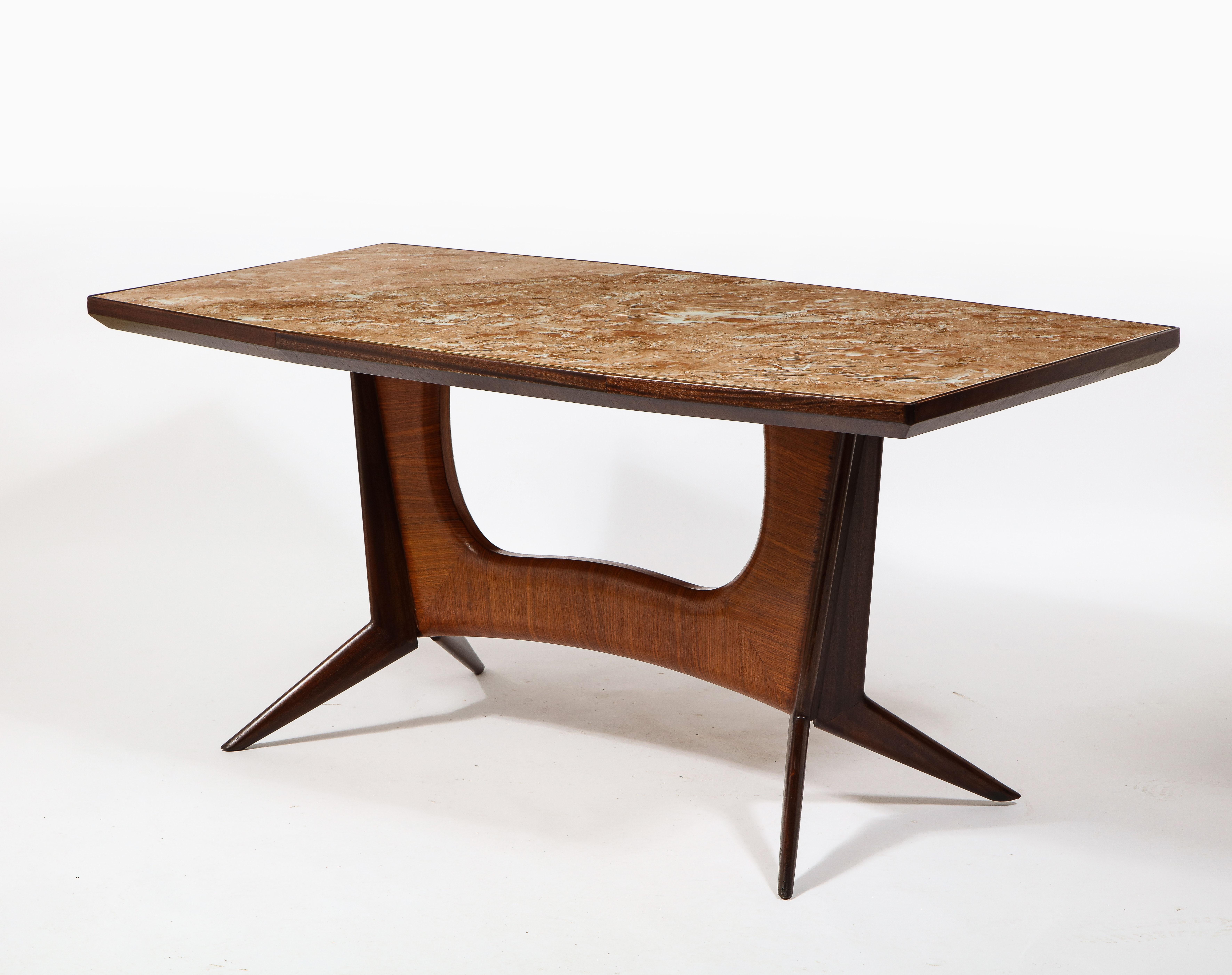 Mid-Century Italian Dining Table in Rosewood & Glass, Italy 1960's For Sale 1
