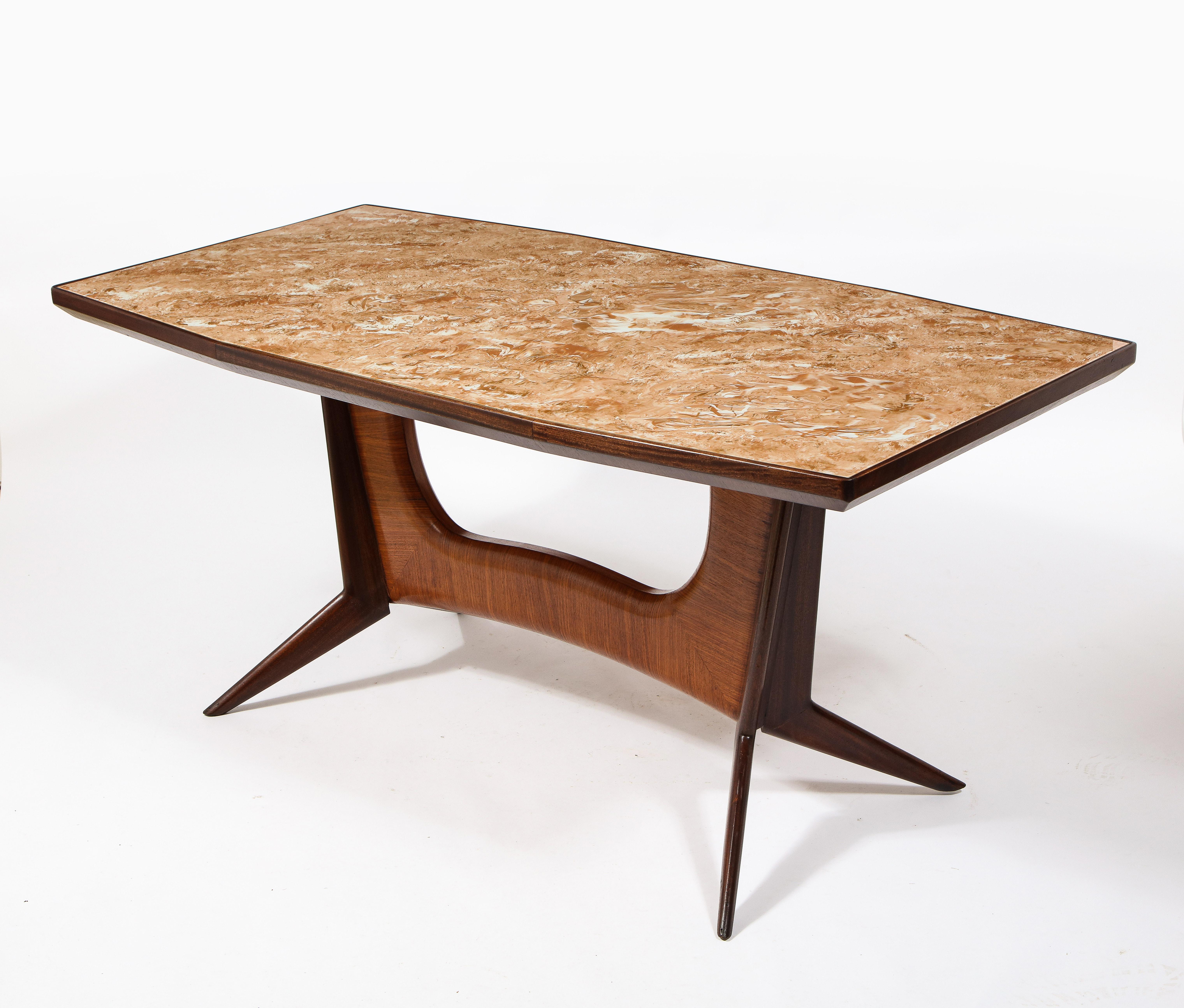 Mid-Century Italian Dining Table in Rosewood & Glass, Italy 1960's For Sale 2