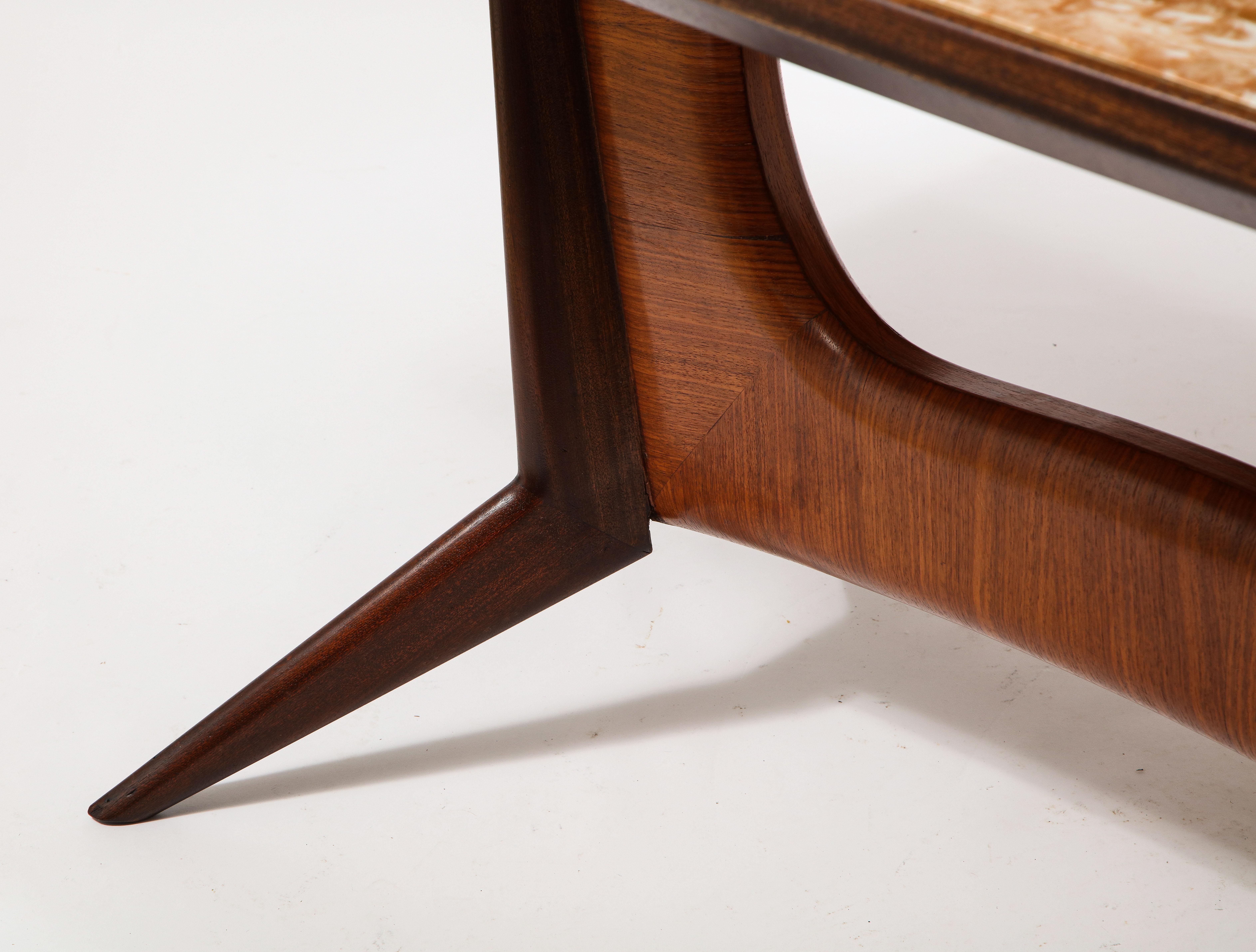 Mid-Century Italian Dining Table in Rosewood & Glass, Italy 1960's For Sale 4