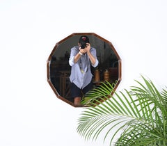 Mid-Century Italian Dodecagonal Teak Mirror by Dino Cavalli, 1960s