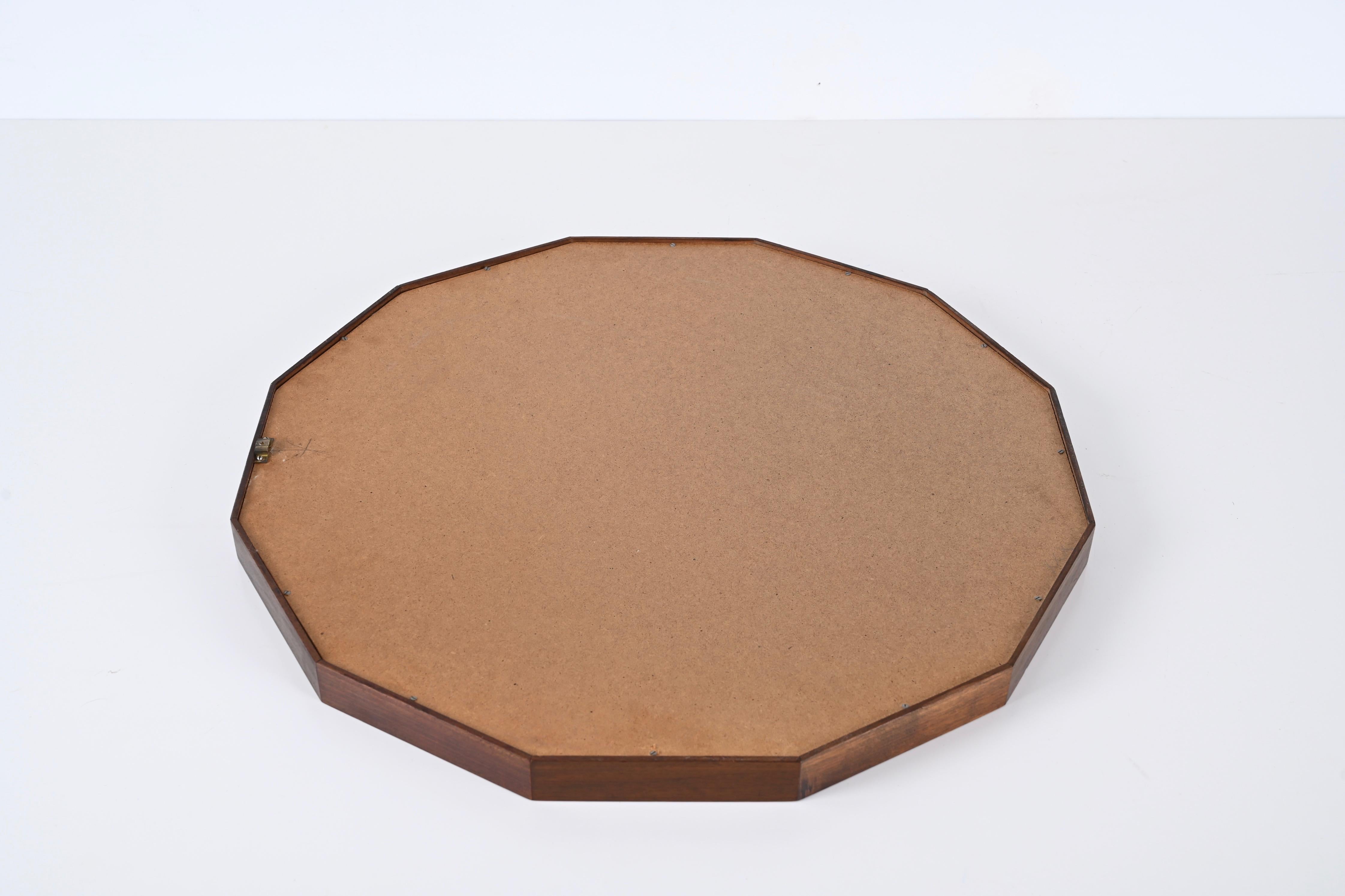 Miroir en teck dodécagonal italien du milieu du siècle par Dino Cavalli, Italie, années 1960 en vente 3