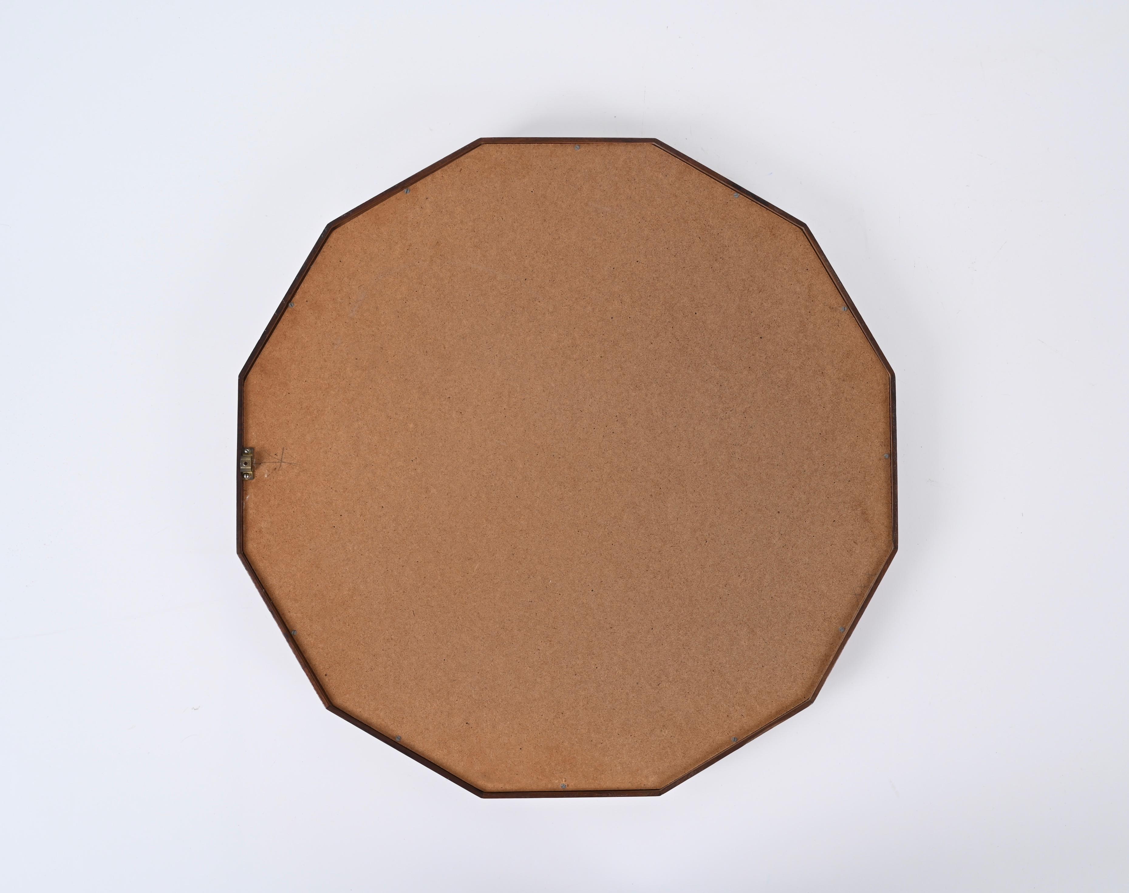 Miroir en teck dodécagonal italien du milieu du siècle par Dino Cavalli, Italie, années 1960 en vente 4