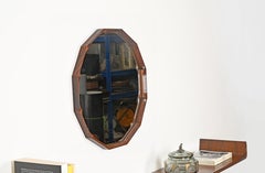 Mid-Century Italian Dodecagonal Teak Mirror by Dino Cavalli, Italy, 1960s