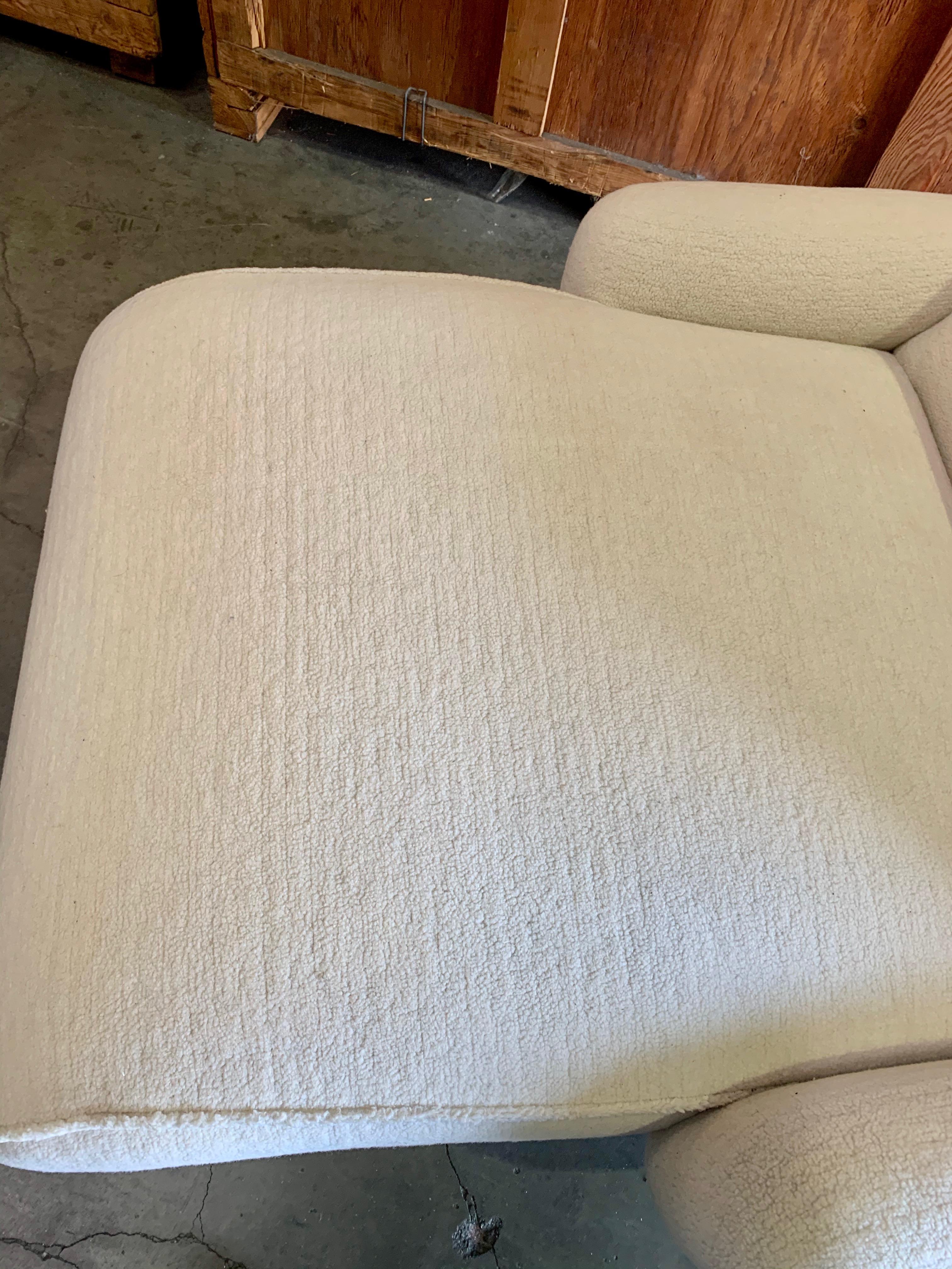 Upholstery Midcentury Italian White Sheepskin Double Chaise Lounge