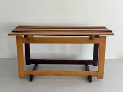 Mid-Century Italian Double Colour Solid Wood Bench, 1950s, Italy