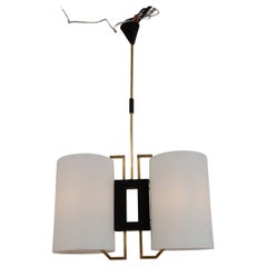 Mid Century Italian Double Cylinder Opaline Glass Ceiling Fixture