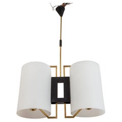 Mid Century Italian Double Cylinder Opaline Glass Ceiling Fixture