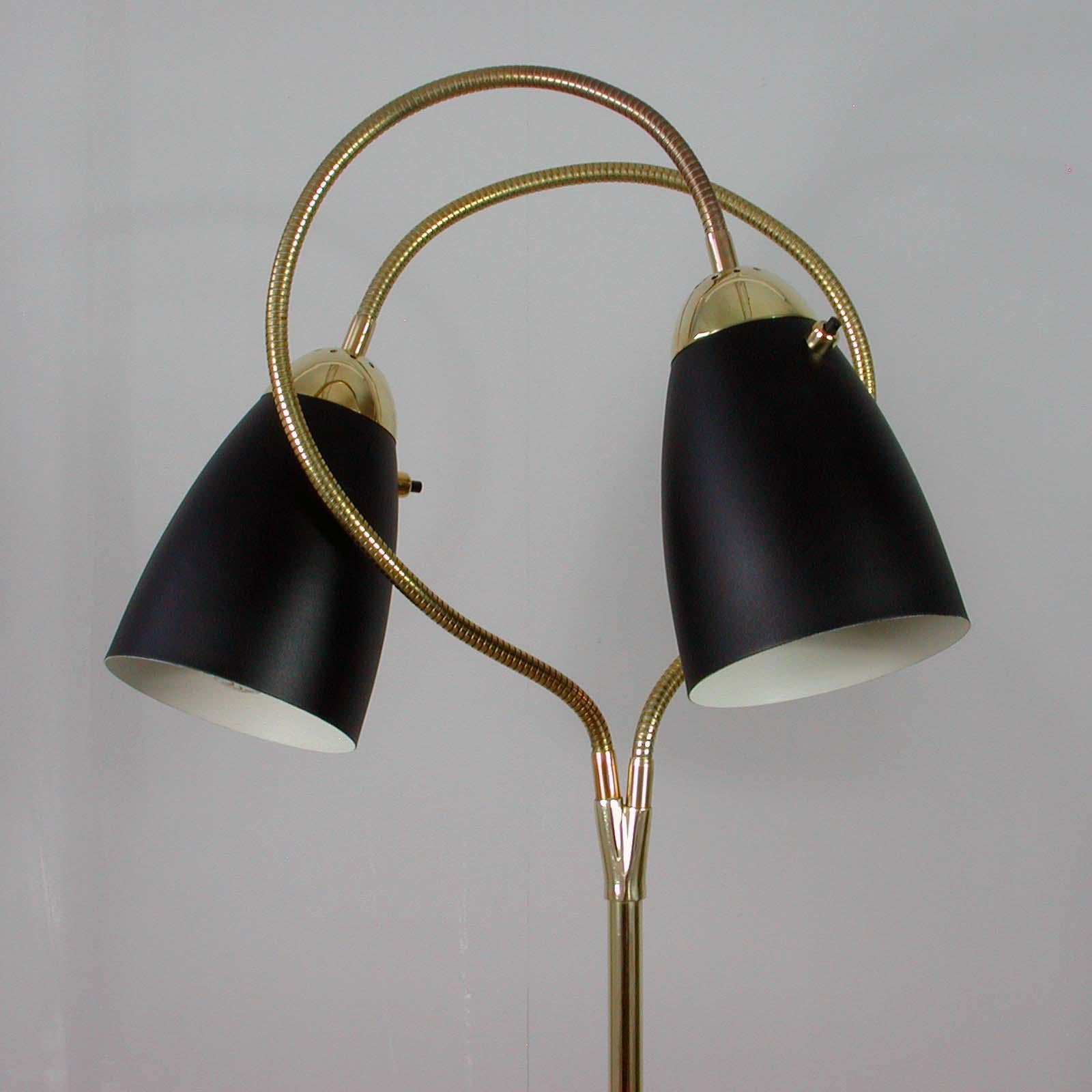 Midcentury Italian Double Gooseneck Floor Lamp, 1950s 2