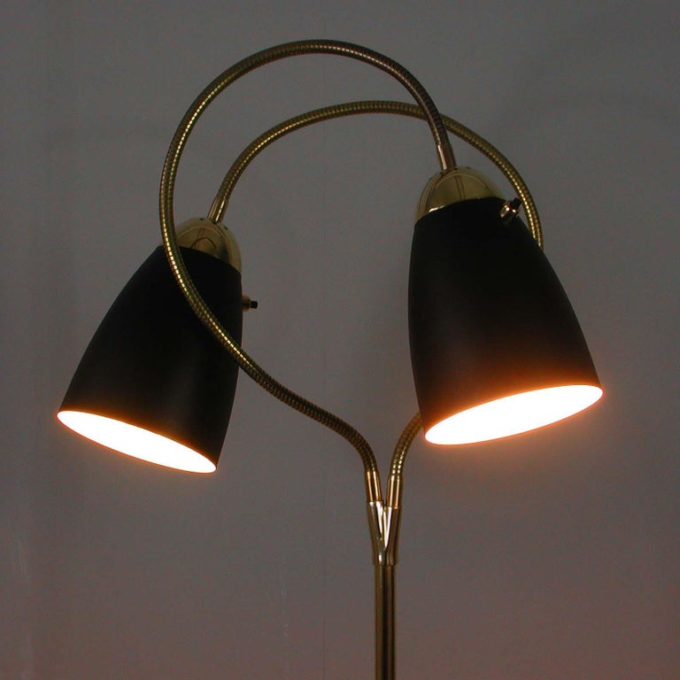 Midcentury Italian Double Gooseneck Floor Lamp, 1950s at 1stDibs
