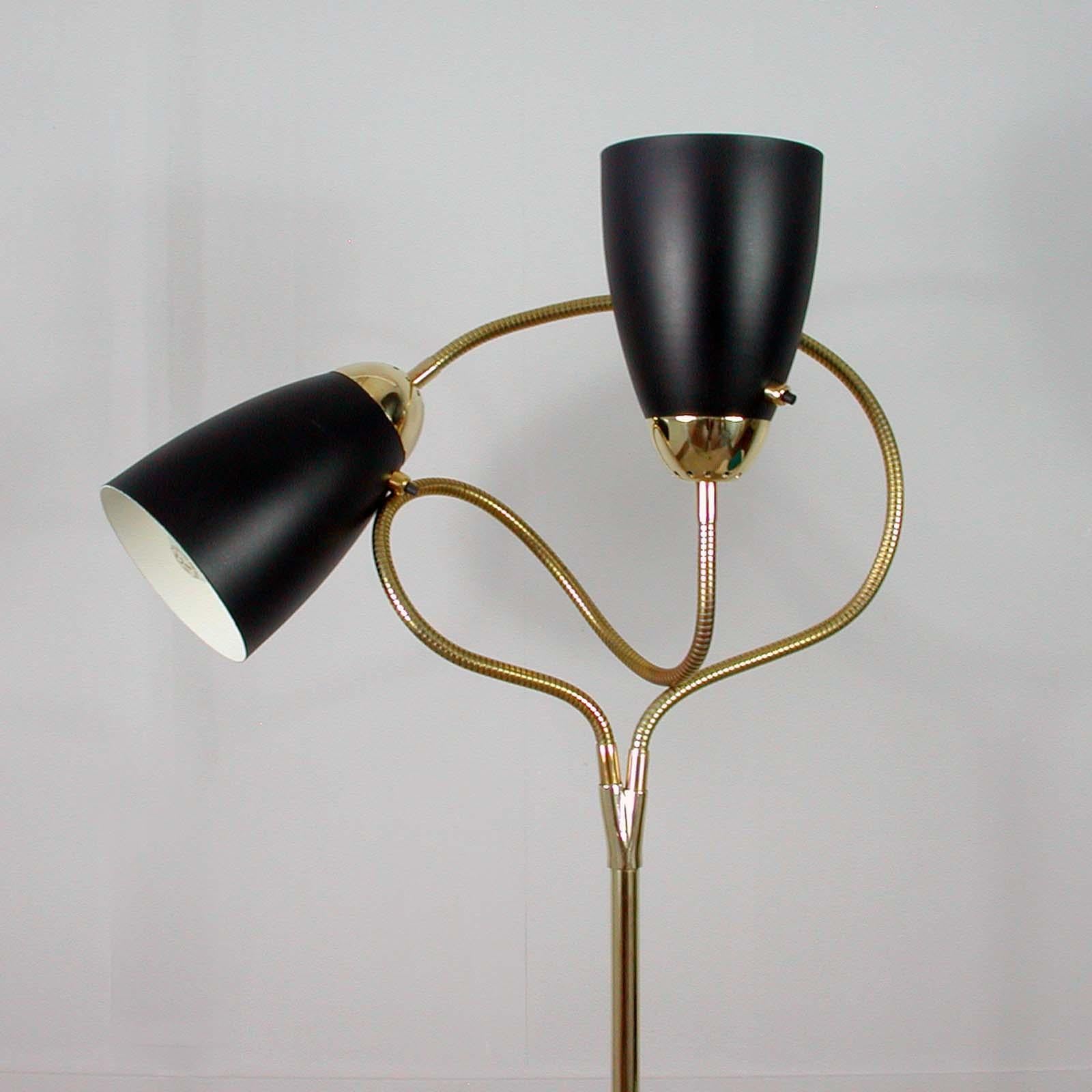 Midcentury Italian Double Gooseneck Floor Lamp, 1950s In Good Condition In NUEMBRECHT, NRW