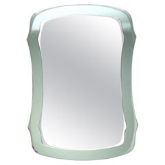 Mid Century Italian Double-Layer Aqua Glass Wall Mirror Fontana Arte C.1955