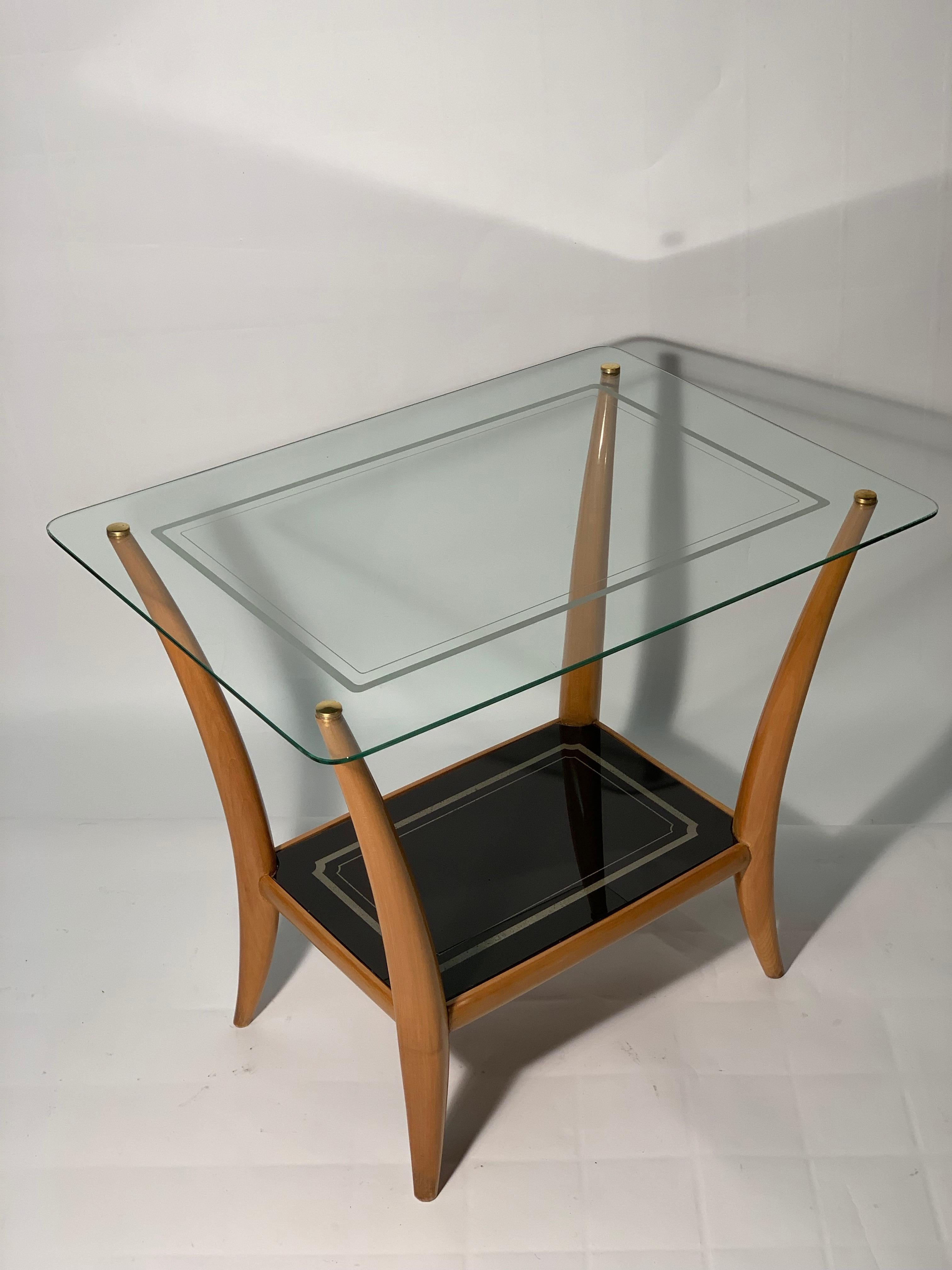 Mid-Century Modern Midcentury Italian Double Shelves in glass Side or Occasional Table