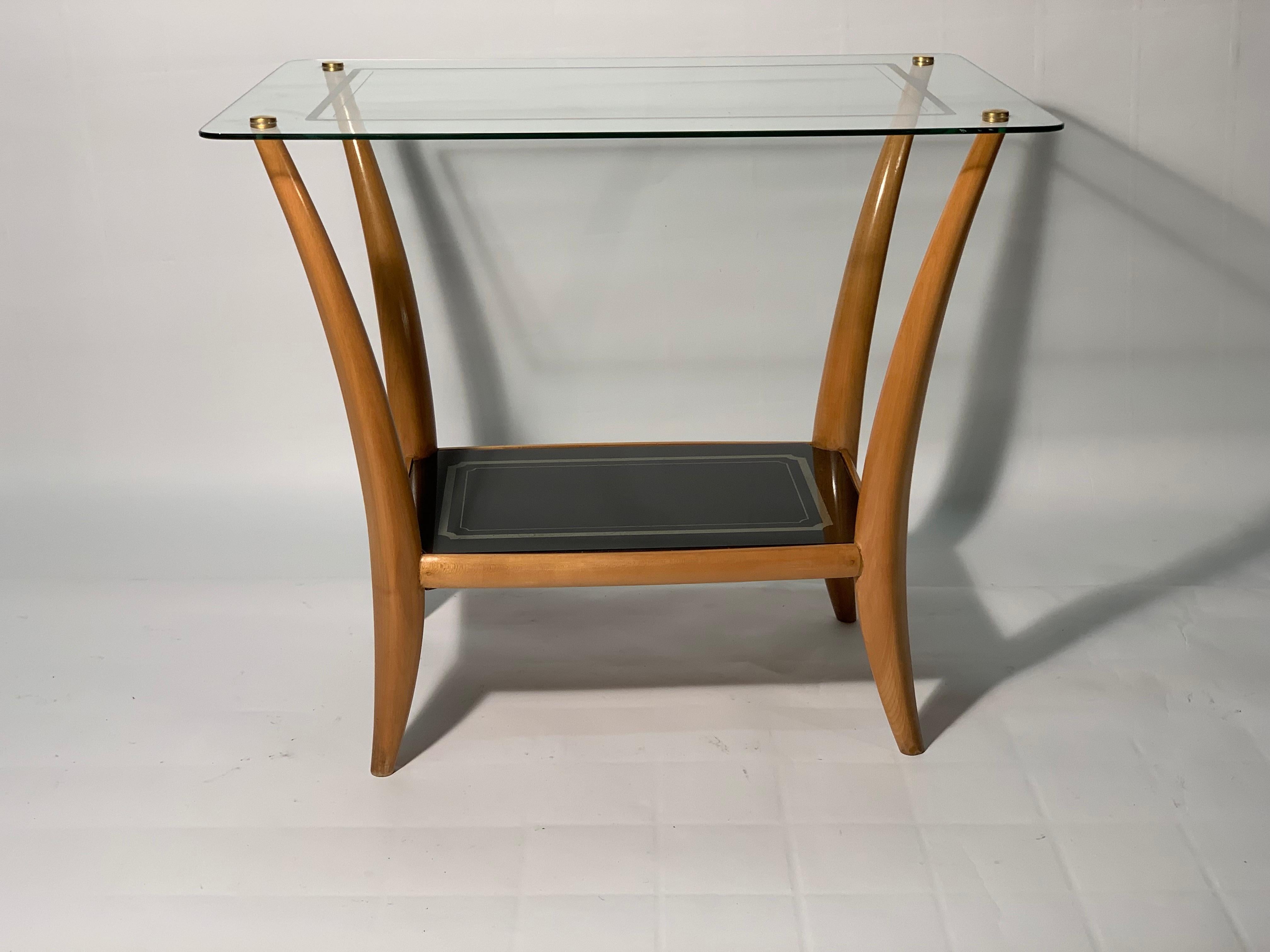 Midcentury Italian Double Shelves in glass Side or Occasional Table In Good Condition In Firenze, Toscana