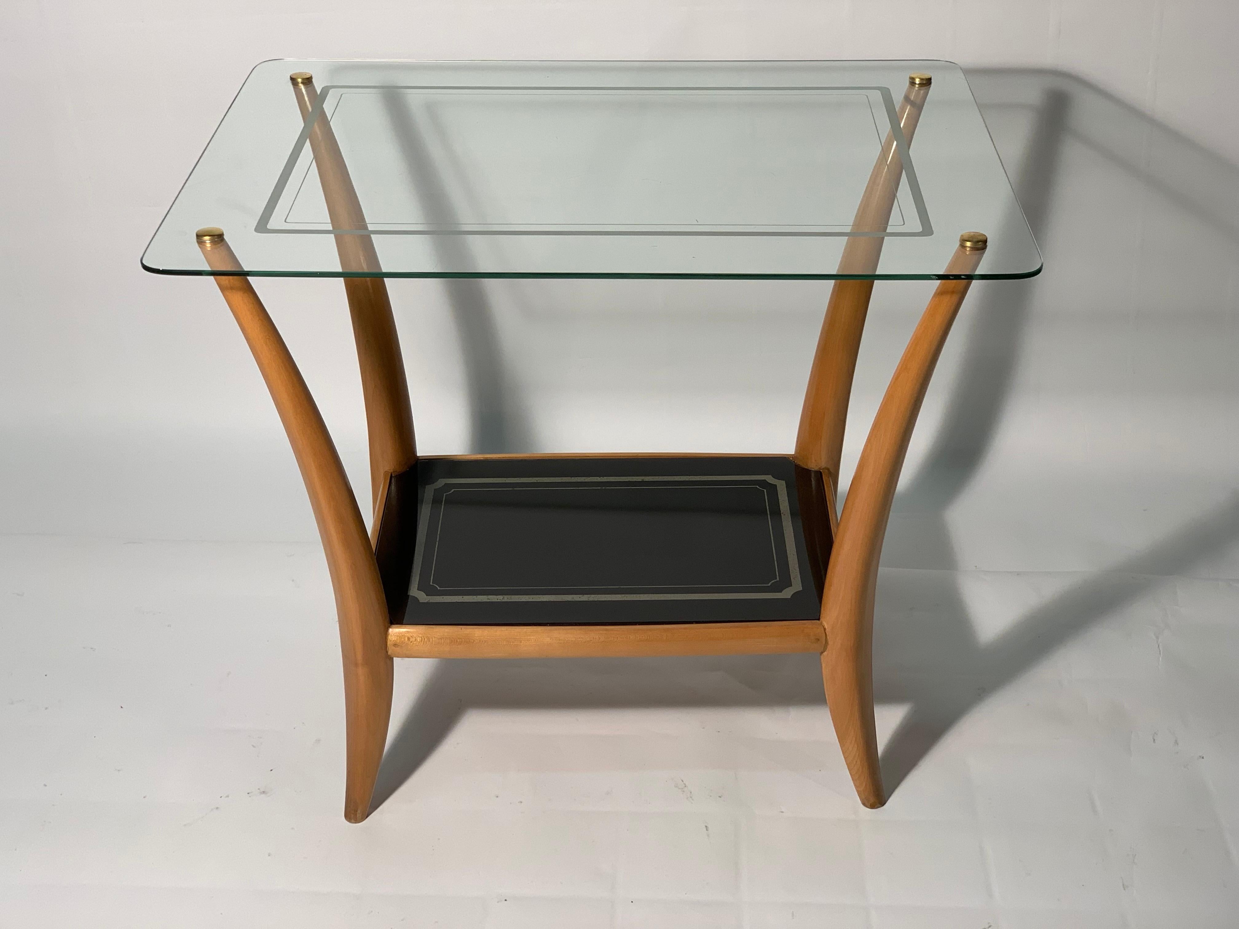 Mid-20th Century Midcentury Italian Double Shelves in glass Side or Occasional Table