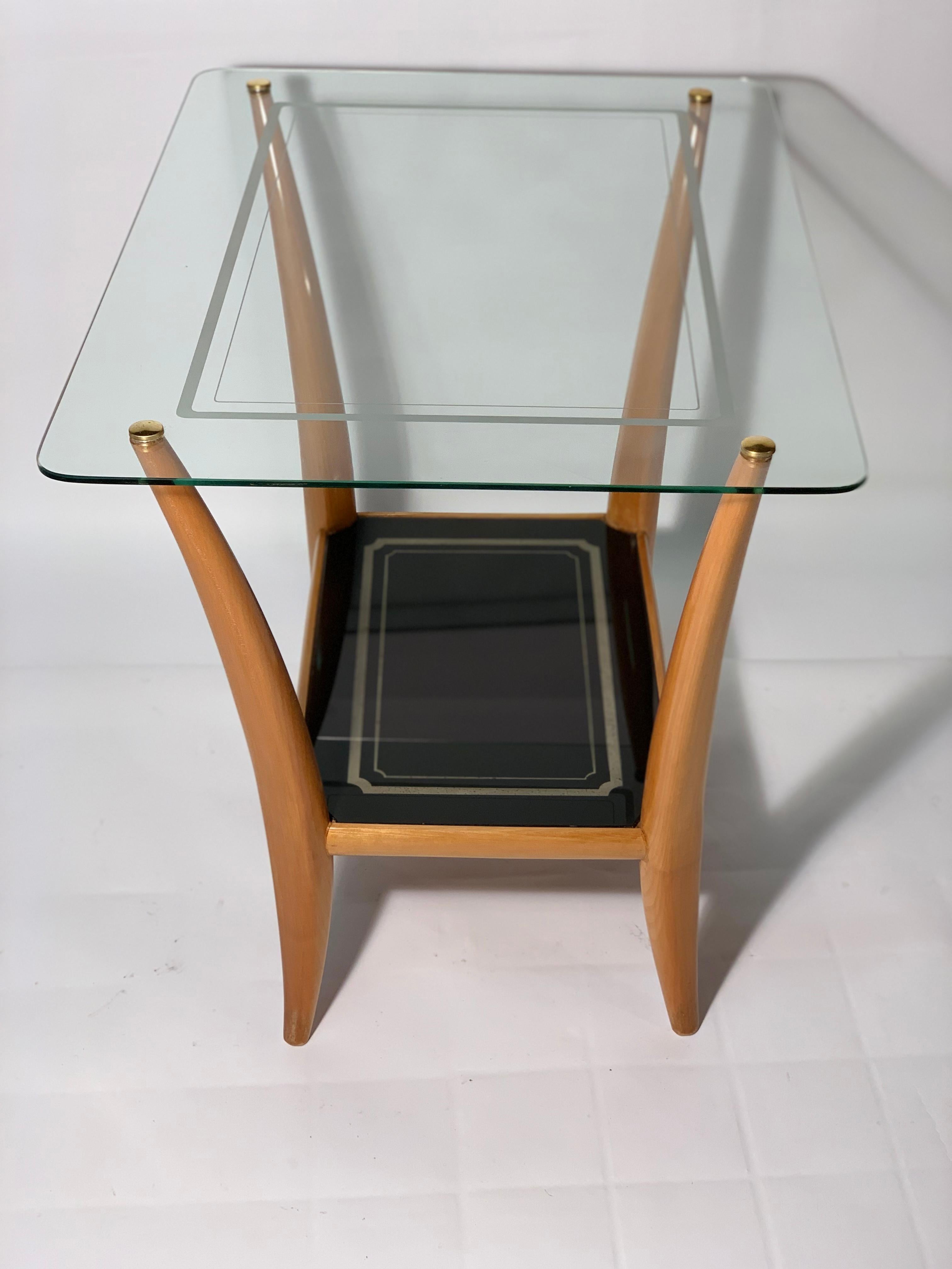 Midcentury Italian Double Shelves in glass Side or Occasional Table 1