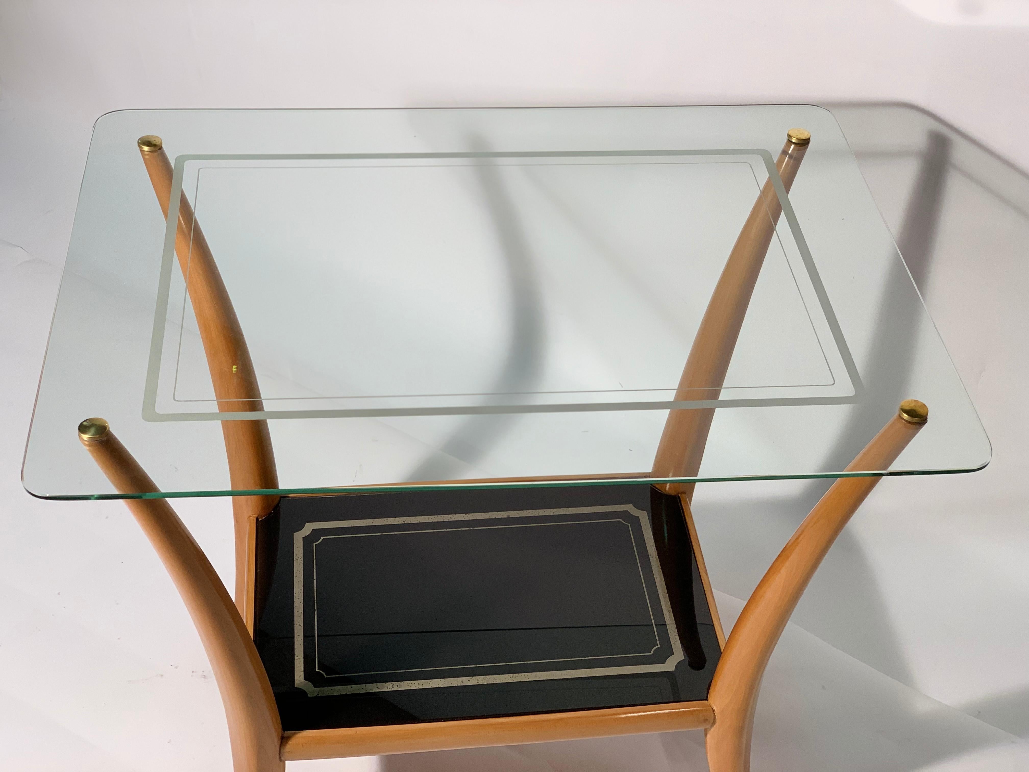 Midcentury Italian Double Shelves in glass Side or Occasional Table 3