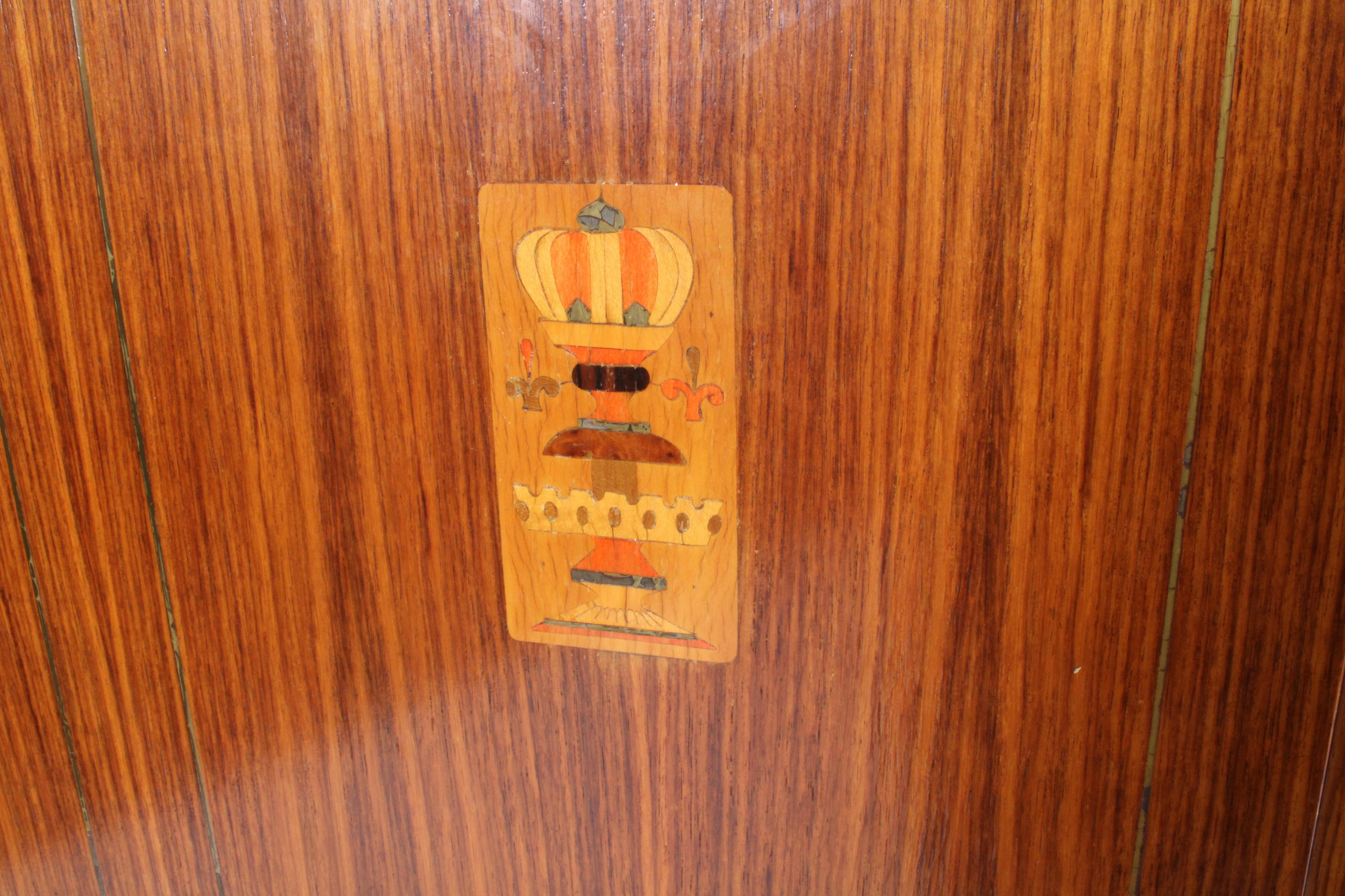 Mid Century Italian Drinks Cabinet With Decorative Marquetry Panels For Sale 8