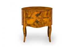 Mid-Century Italian Drum Form Oyster Burl End / Side Table