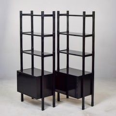 Mid Century Italian Ebonised Shelf Cabinets - Pair