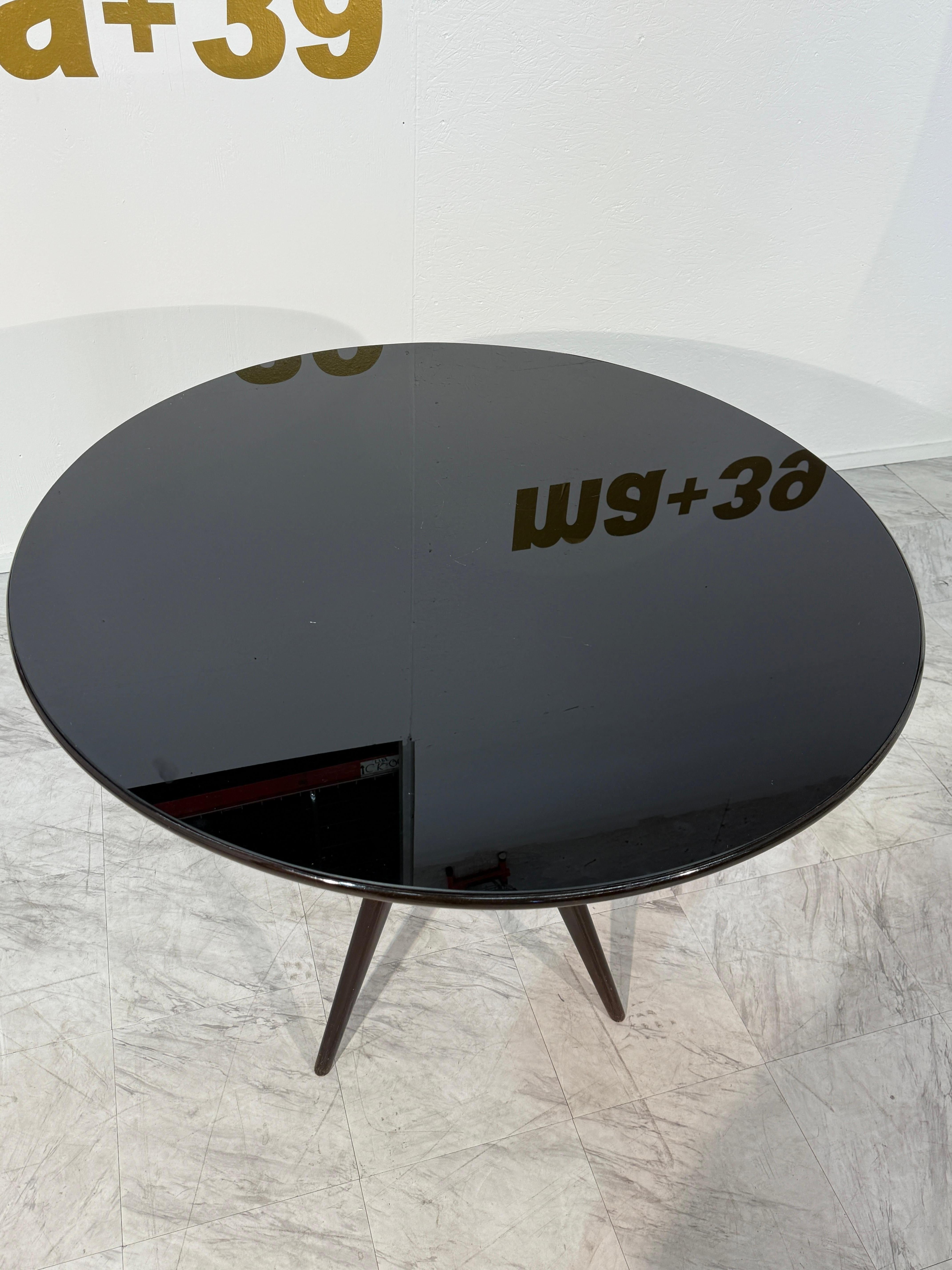 Mid-Century Italian Ebonized Dining Table by Osvaldo Borsani, 1950s In Good Condition For Sale In Los Angeles, CA
