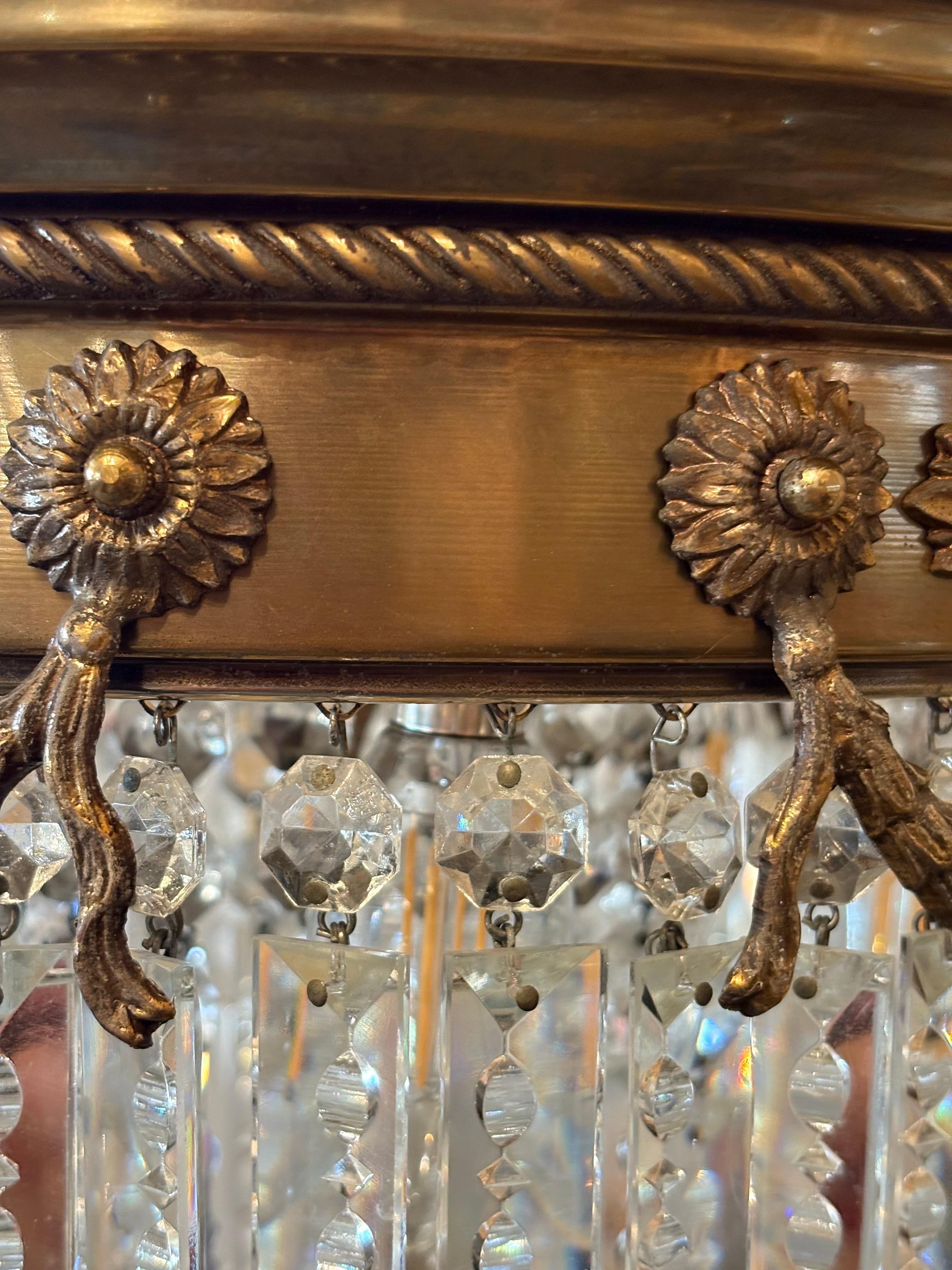 Araña de estilo Imperio italiano de mediados de siglo Cristal en venta